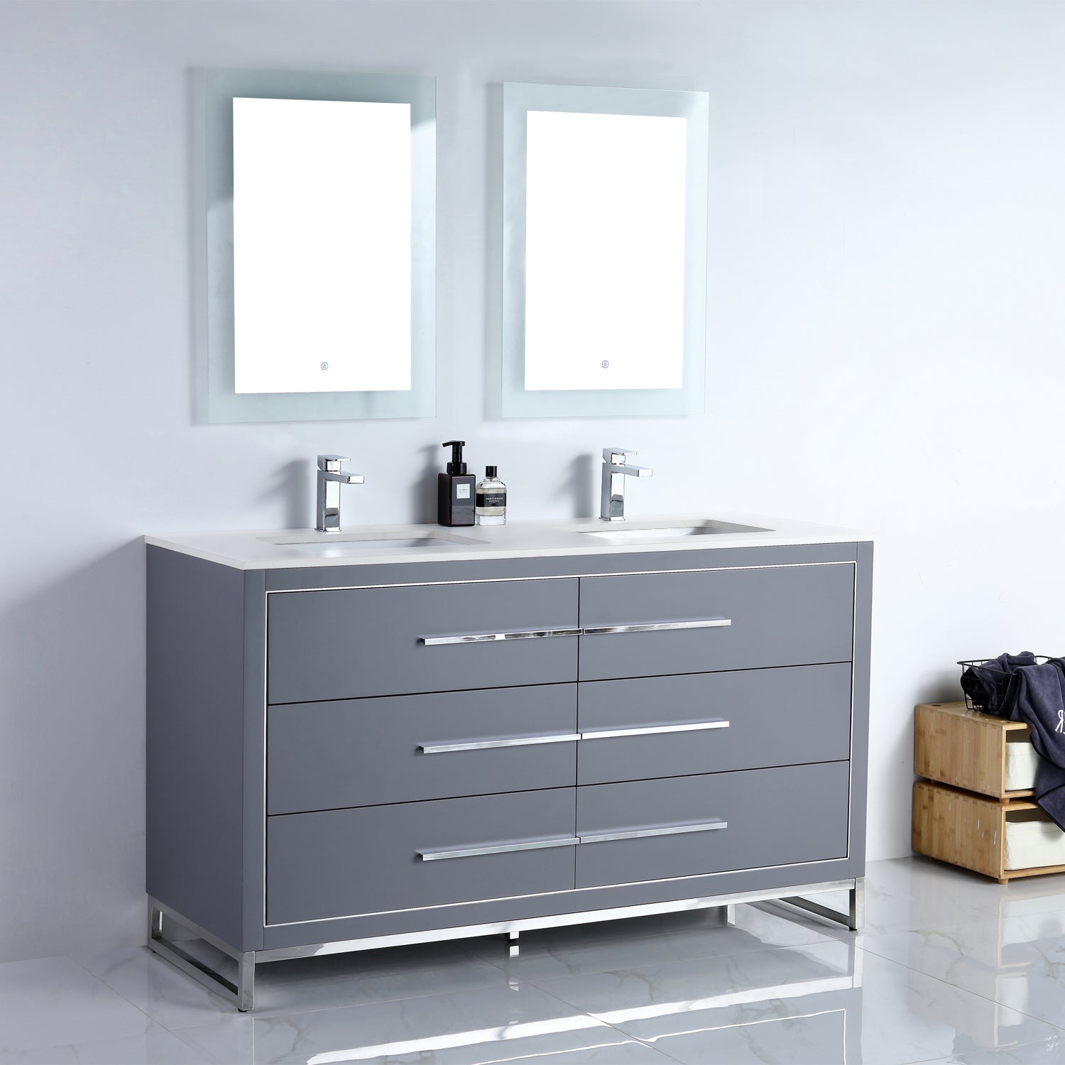 Adrian 60" Double Vanity - 2cm Artificial Stone Top