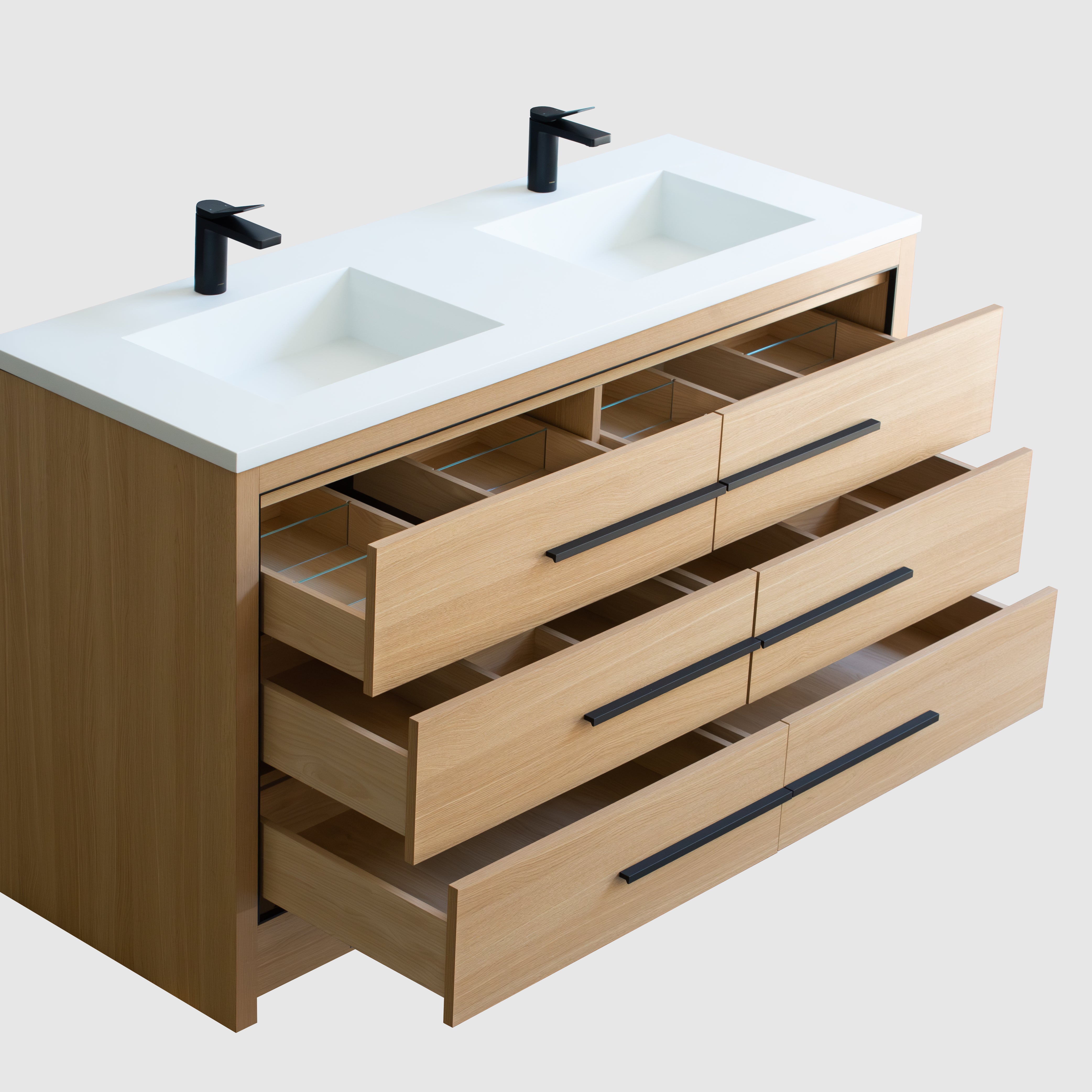 Vanity Aspen 60D - Integrated Solid Surface - Rectangular