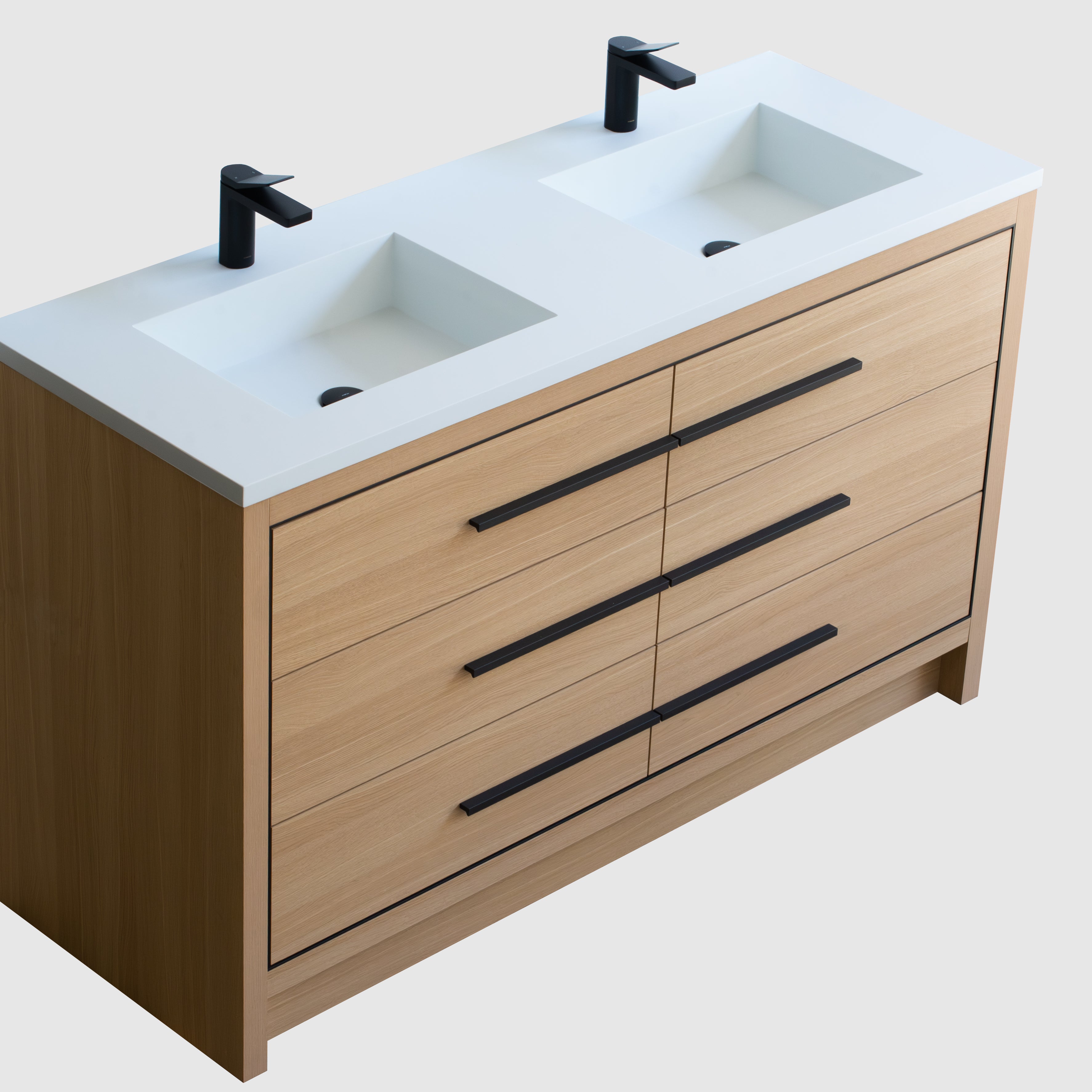 Vanity Aspen 60D - Integrated Solid Surface - Rectangular