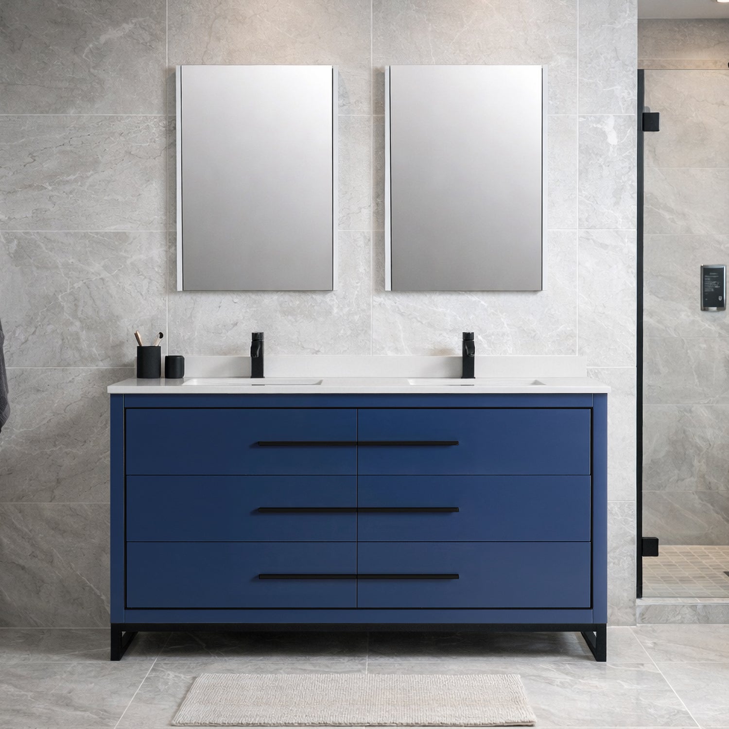 Adrian 60" Double Vanity - 2cm Artificial Stone Top