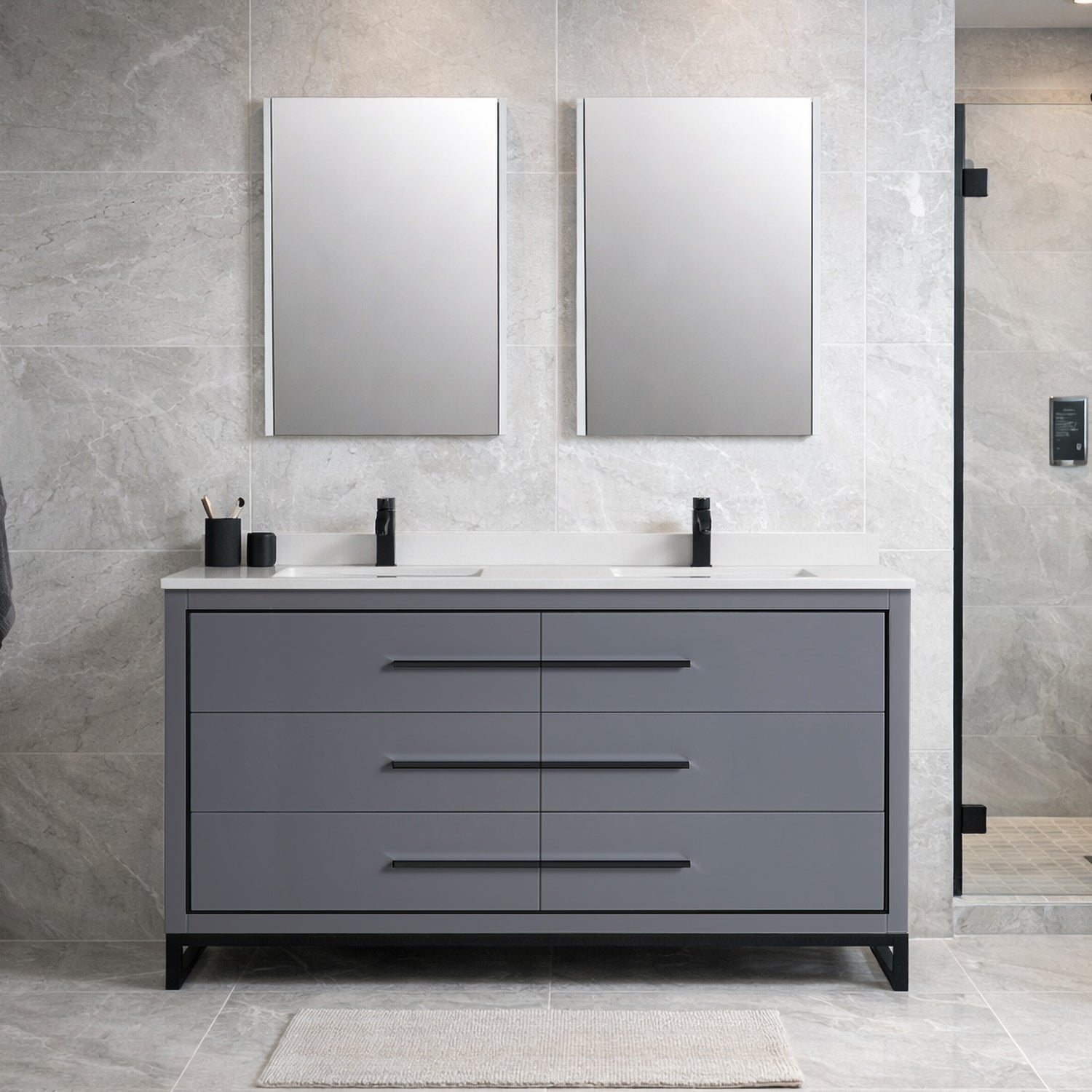 Adrian 60" Double Vanity - 2cm Artificial Stone Top