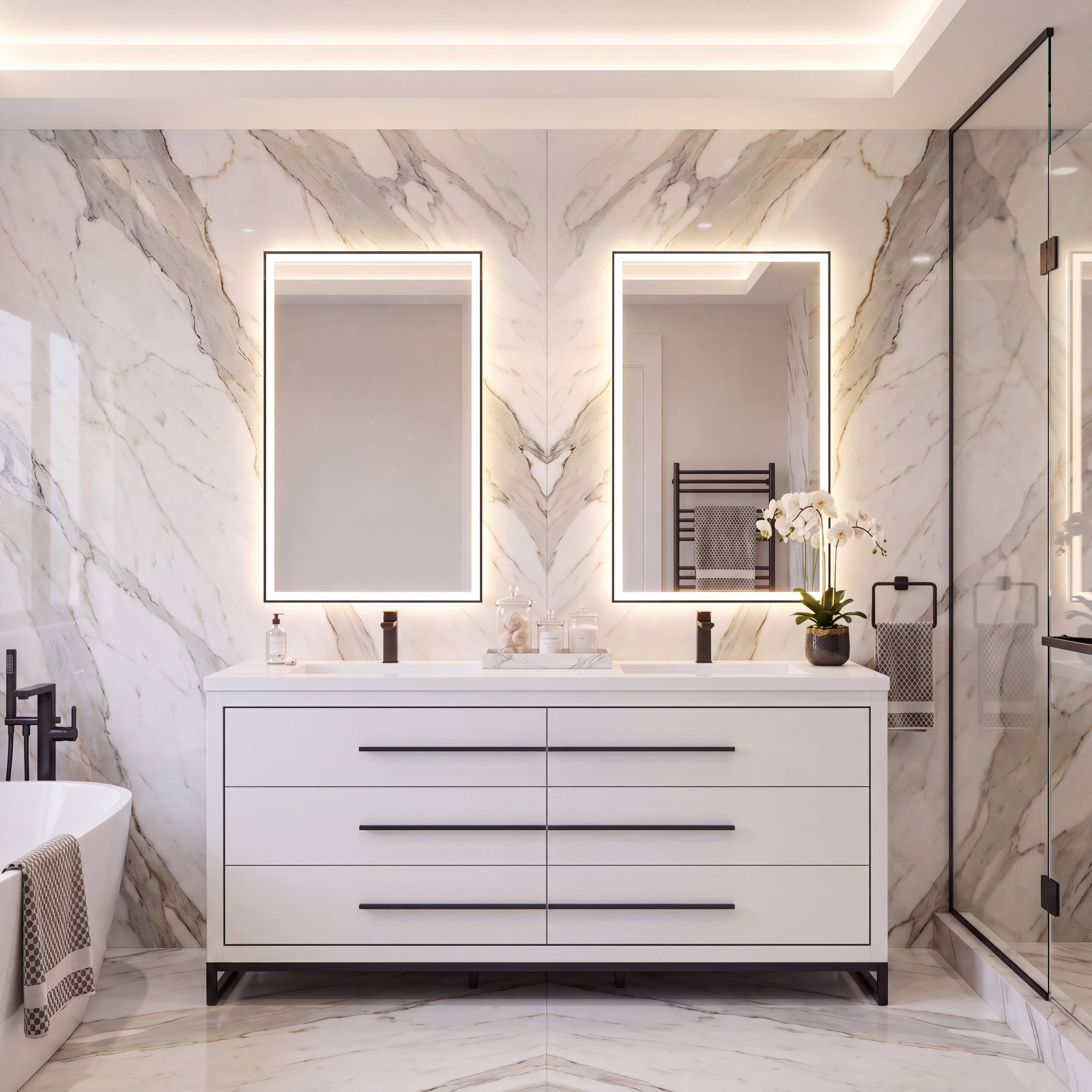 Adrian 72" Double Vanity - Integrated Infinity Top