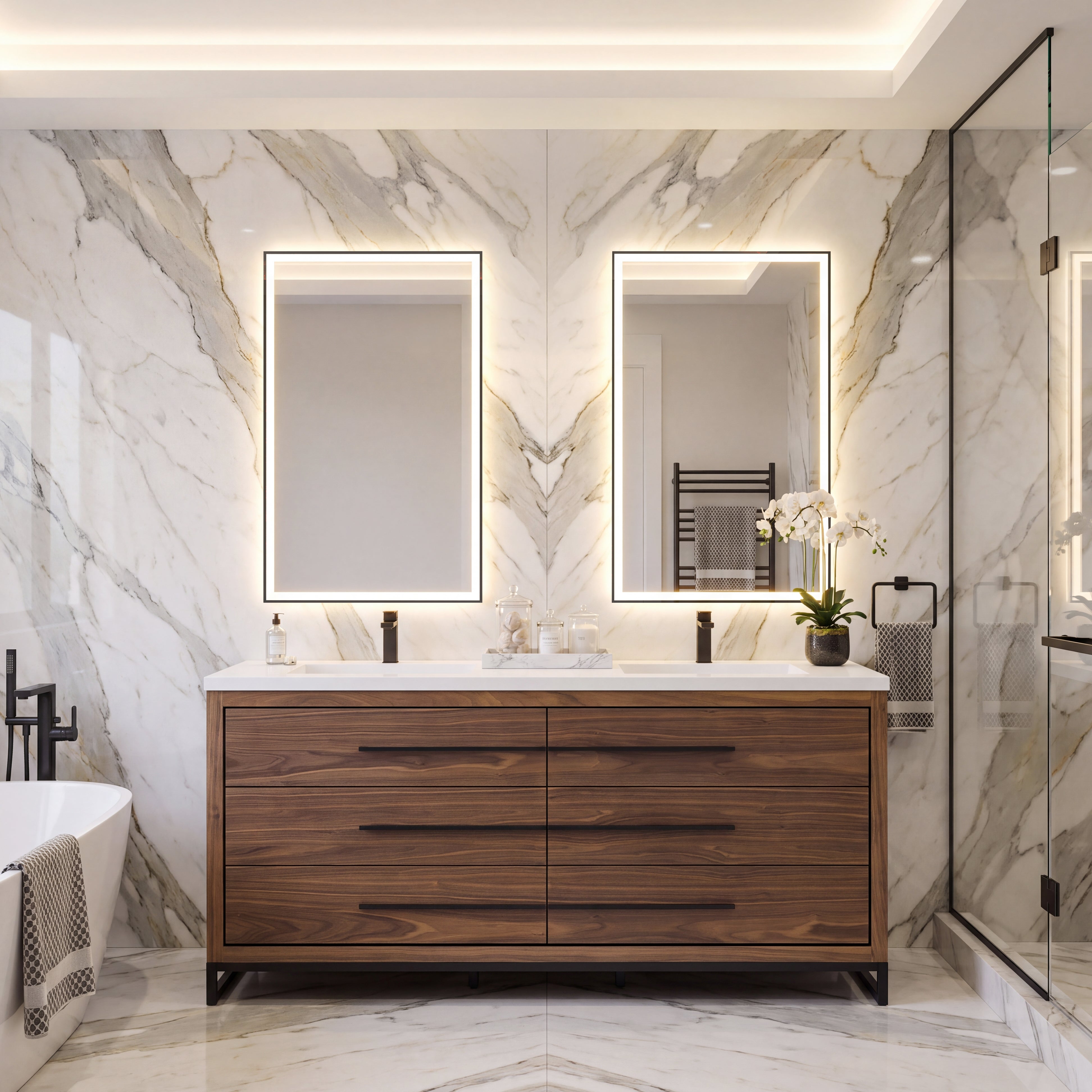 Adrian 72" Double Vanity - Integrated Infinity Top