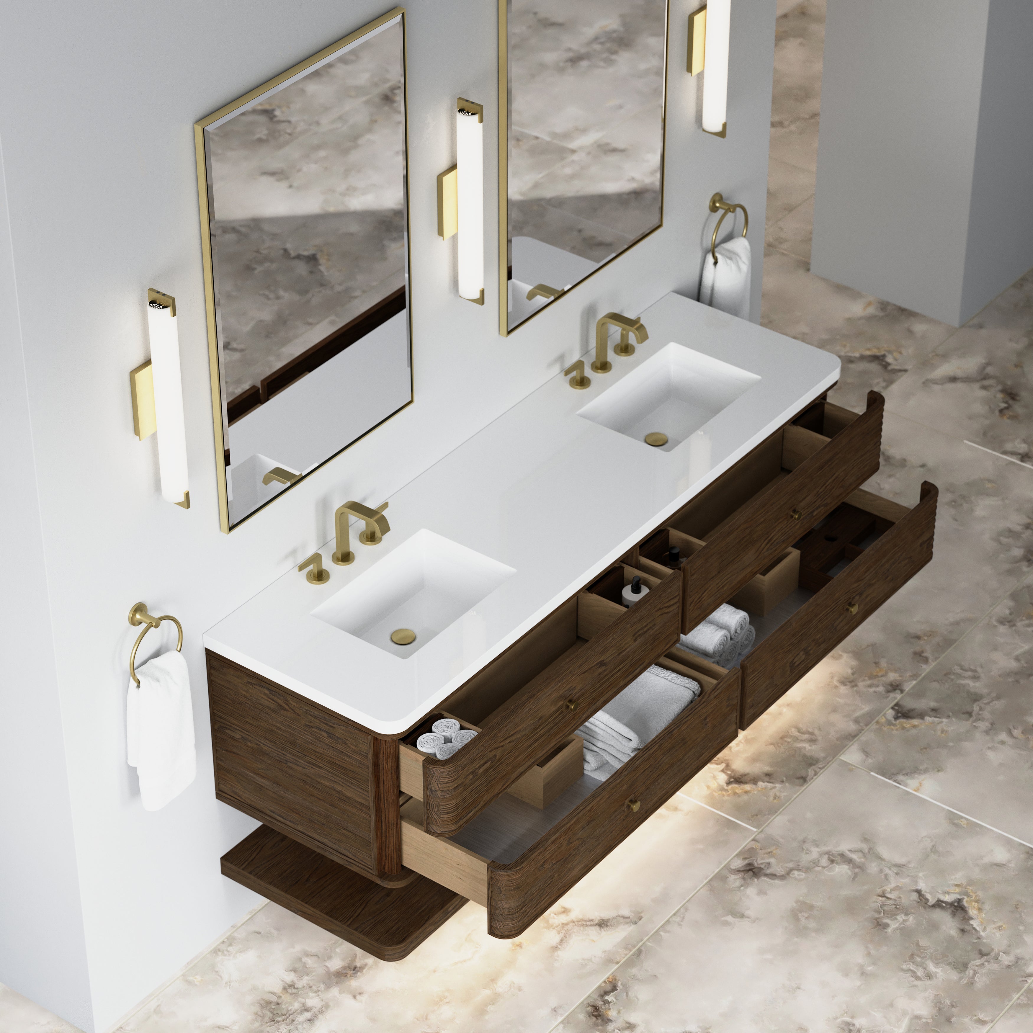 Allamari 72" Double Vanity - 3cm Stone Top