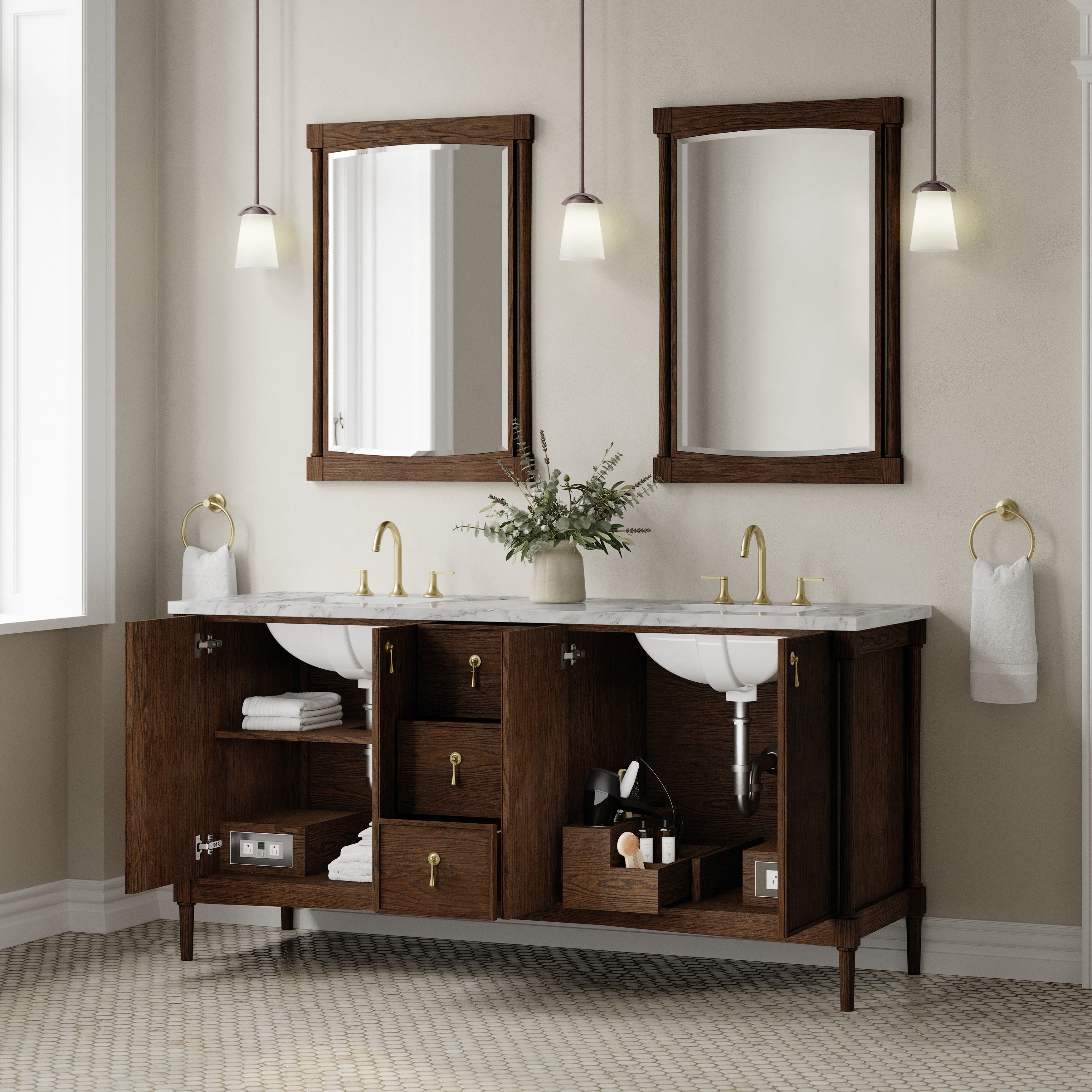 Kinnsden 72" Double Vanity - 3cm Stone Top