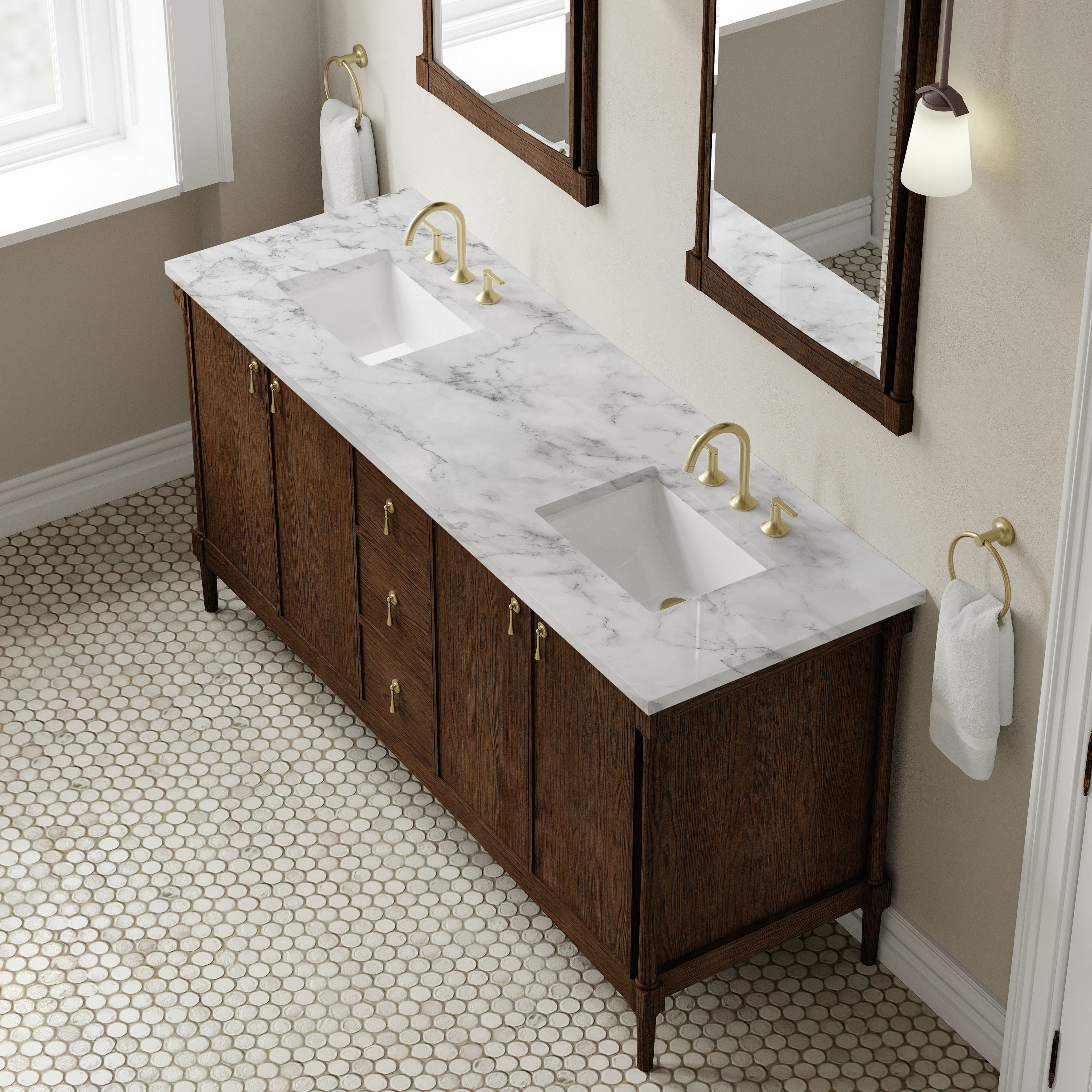 Kinnsden 72" Double Vanity - 3cm Stone Top