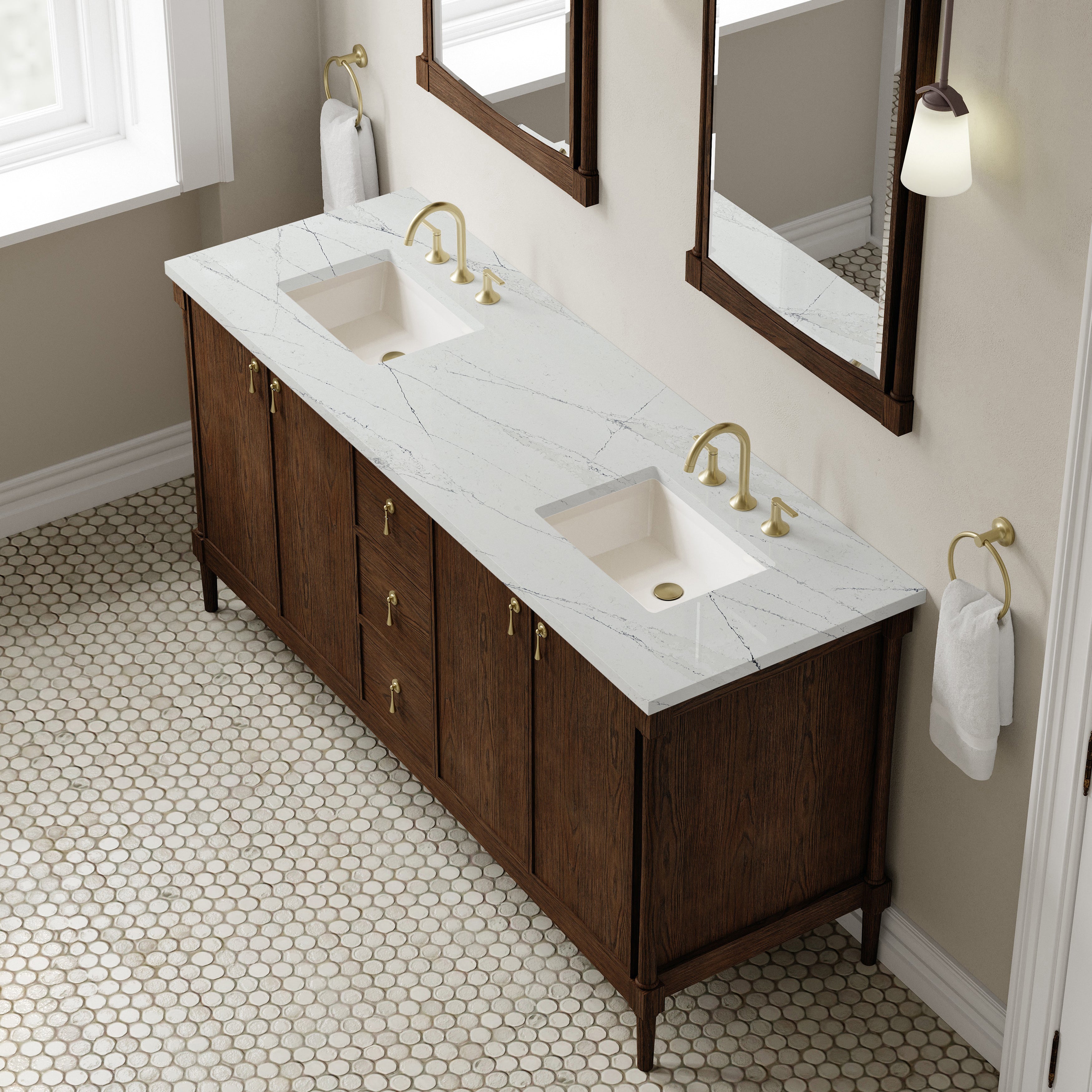 Kinnsden 72" Double Vanity - 3cm Stone Top