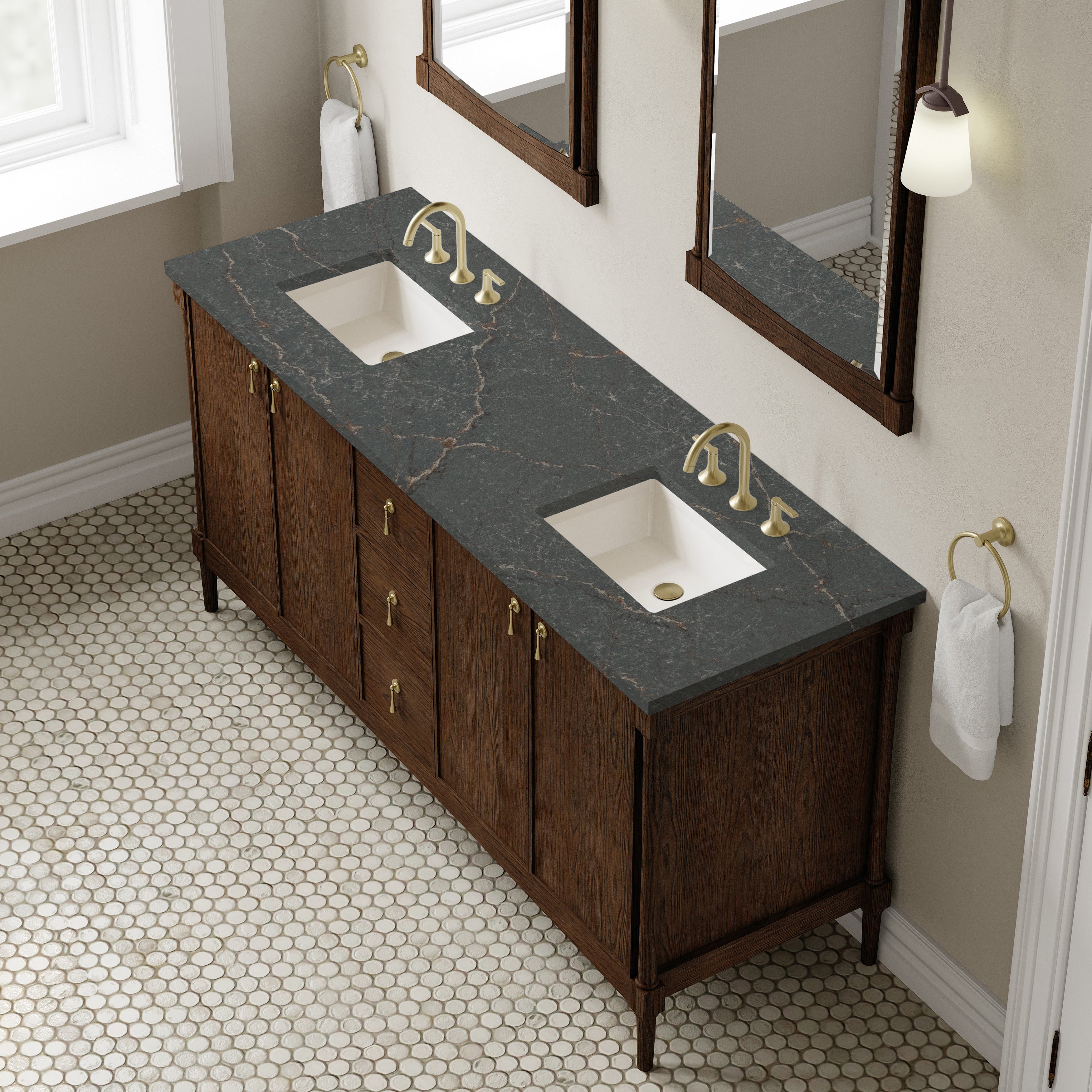 Kinnsden 72" Double Vanity - 3cm Stone Top