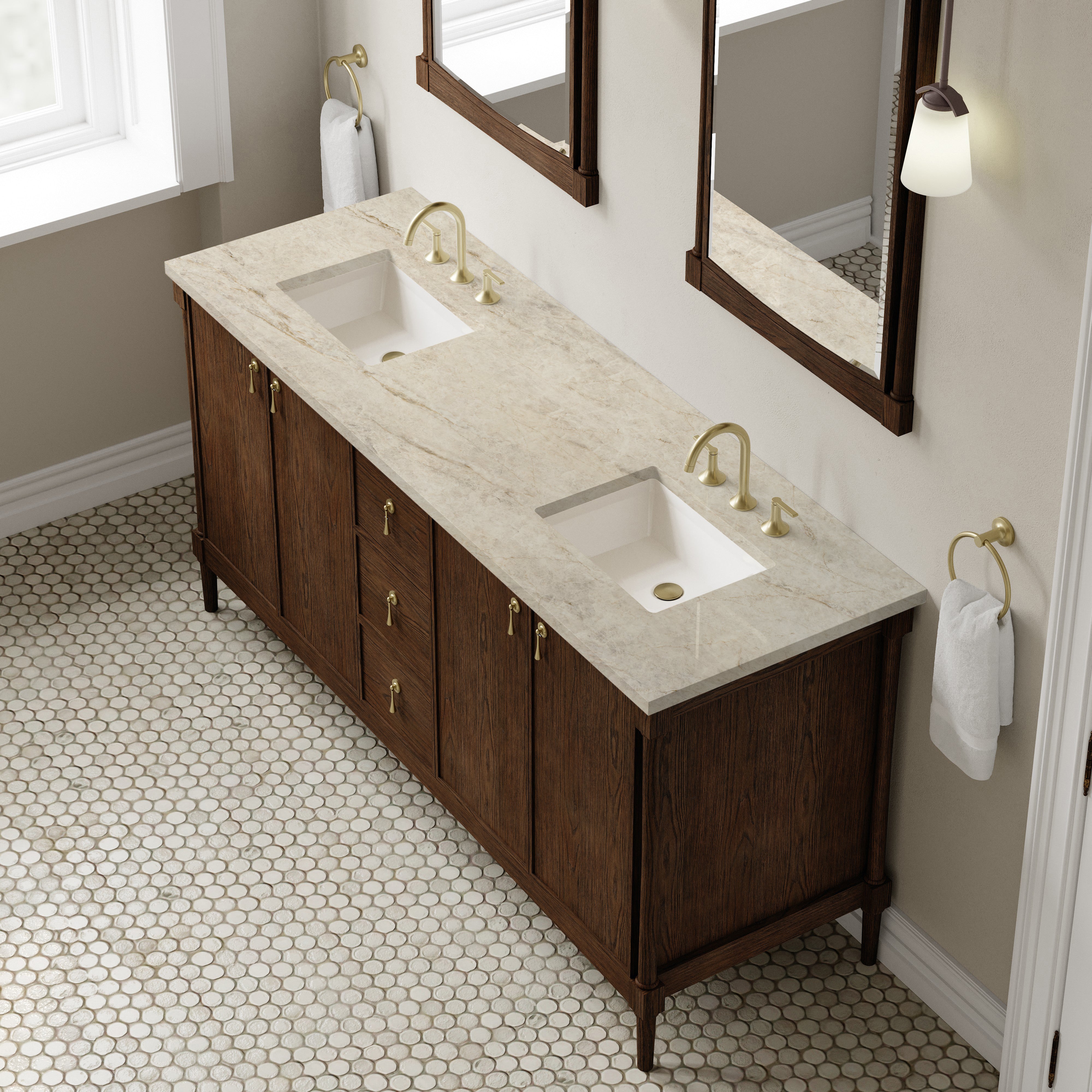 Kinnsden 72" Double Vanity - 3cm Stone Top