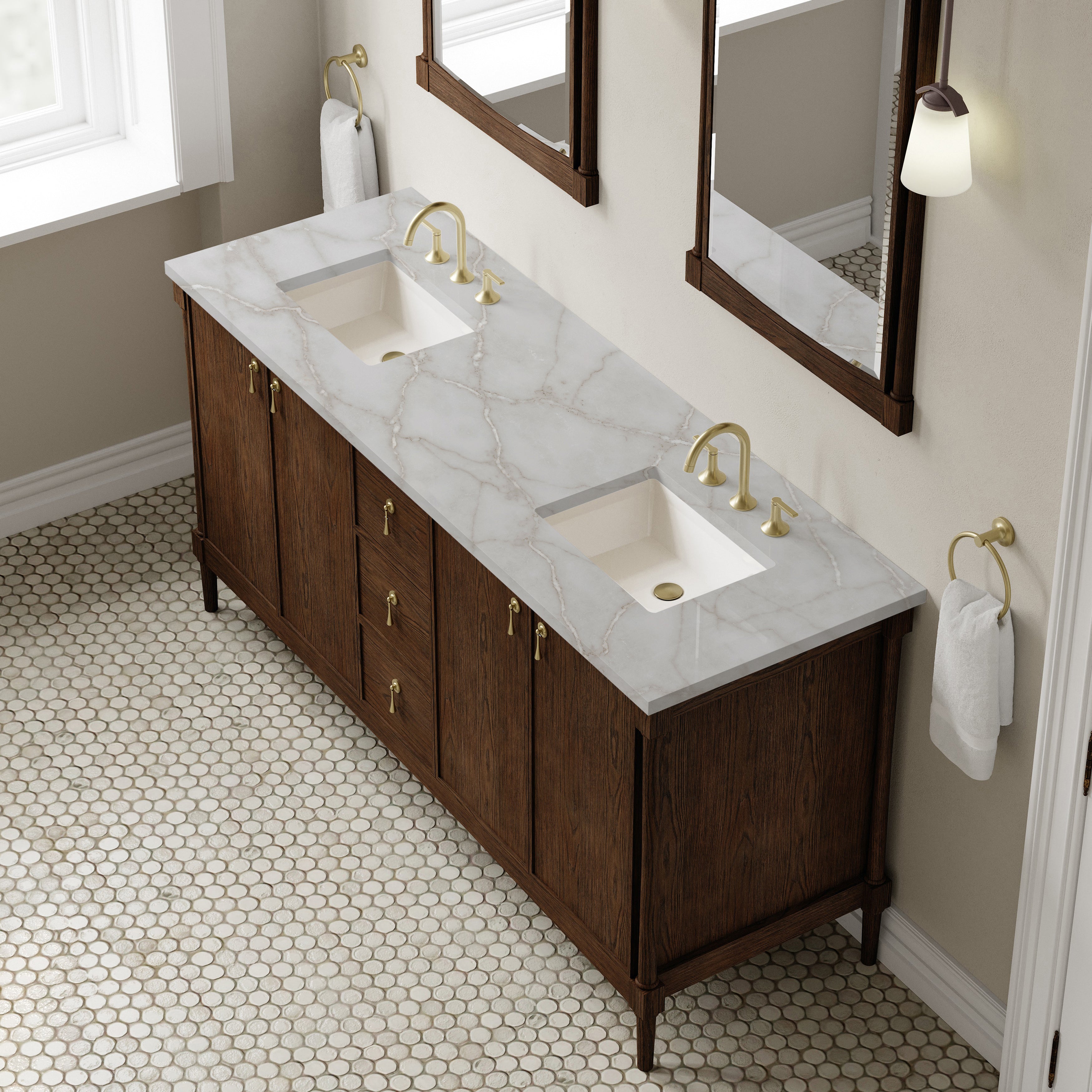 Kinnsden 72" Double Vanity - 3cm Stone Top