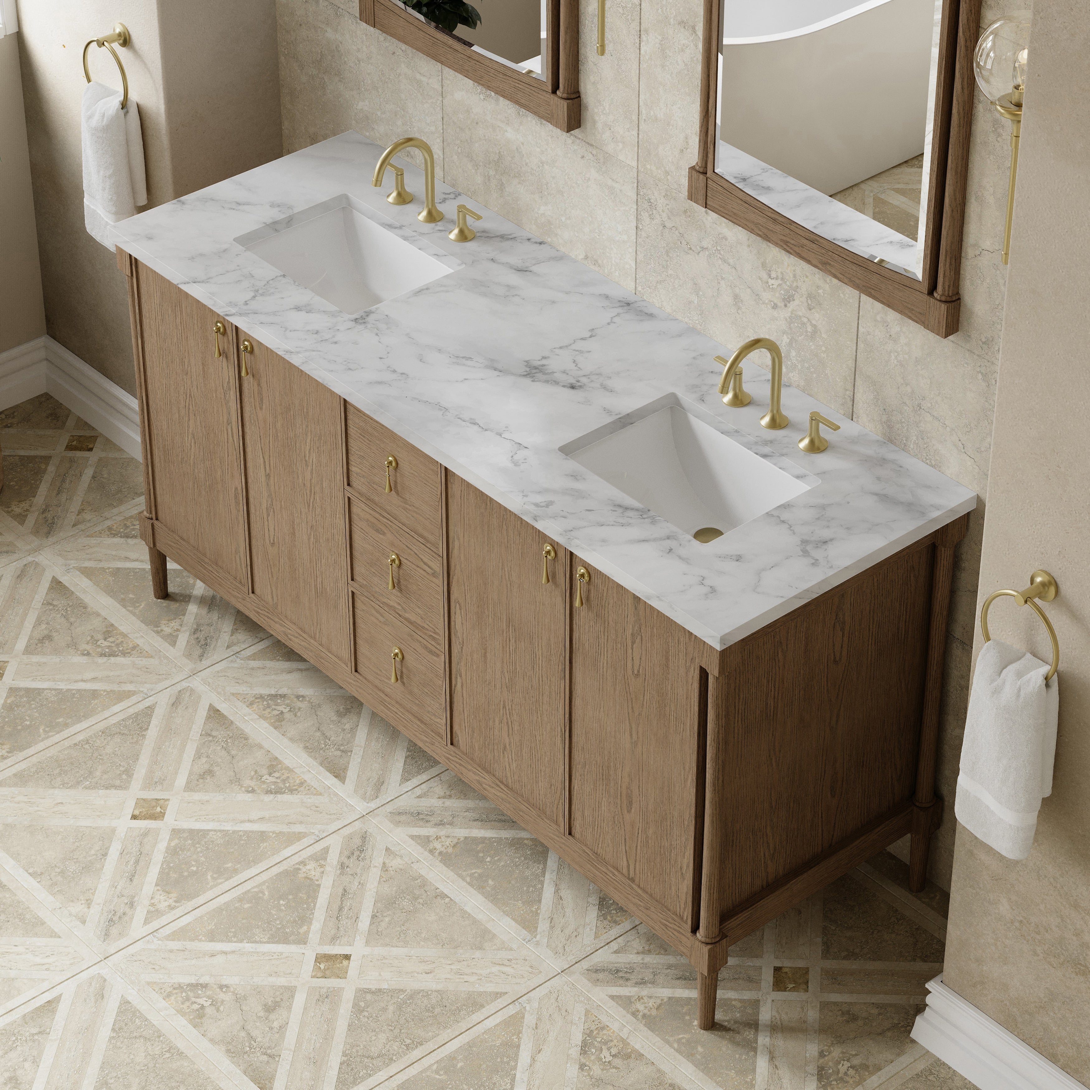 Kinnsden 72" Double Vanity - 3cm Stone Top