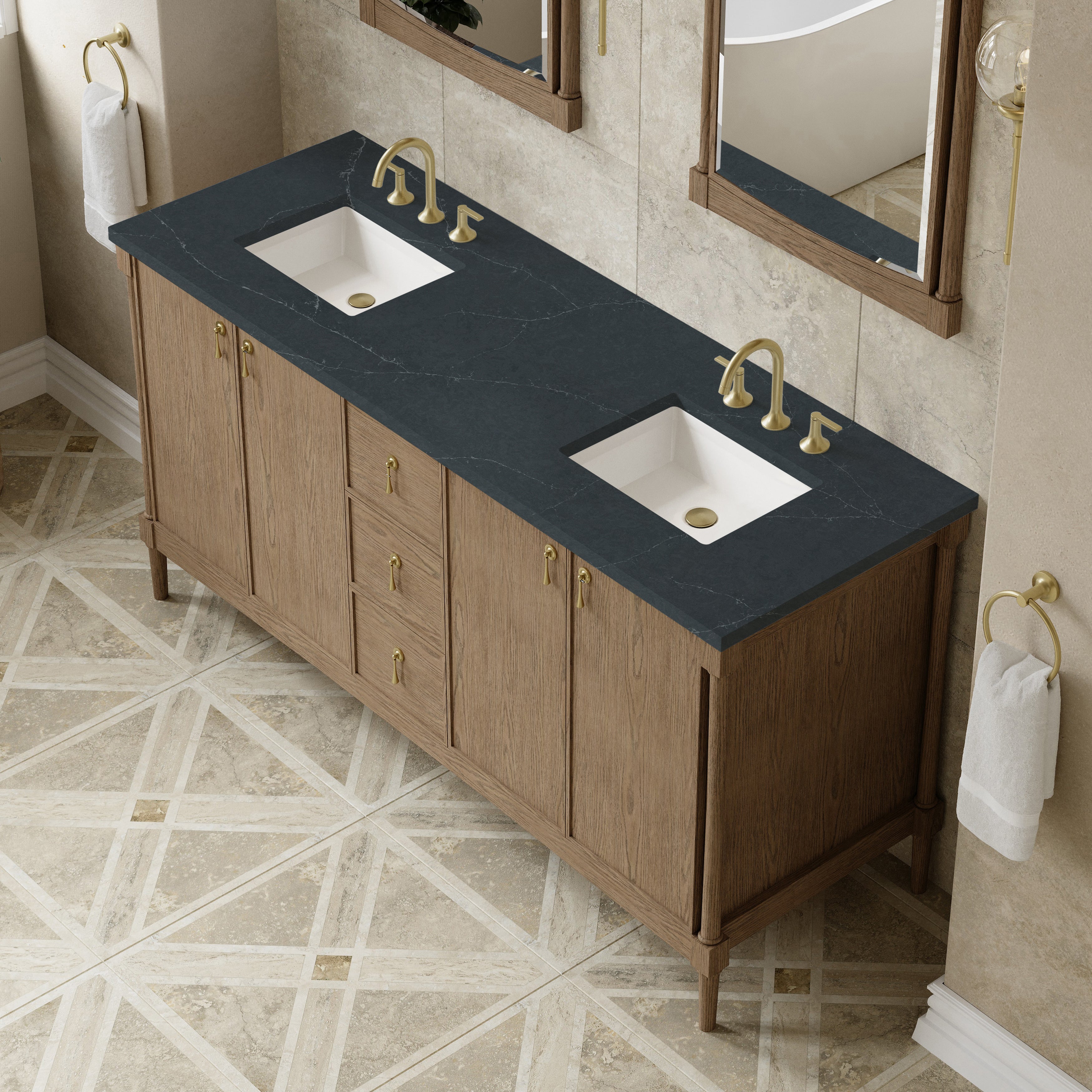 Kinnsden 72" Double Vanity - 3cm Stone Top