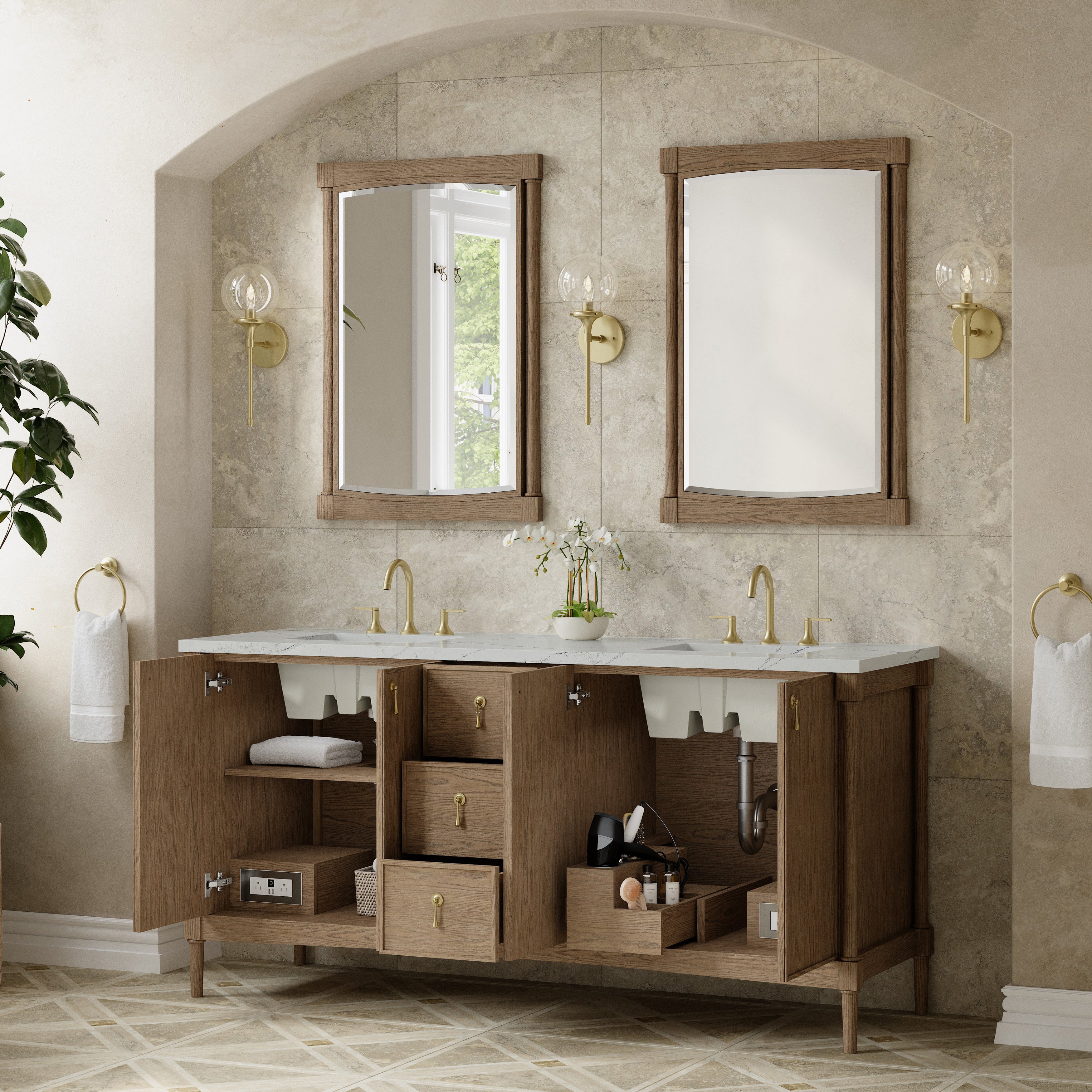 Kinnsden 72" Double Vanity - 3cm Stone Top