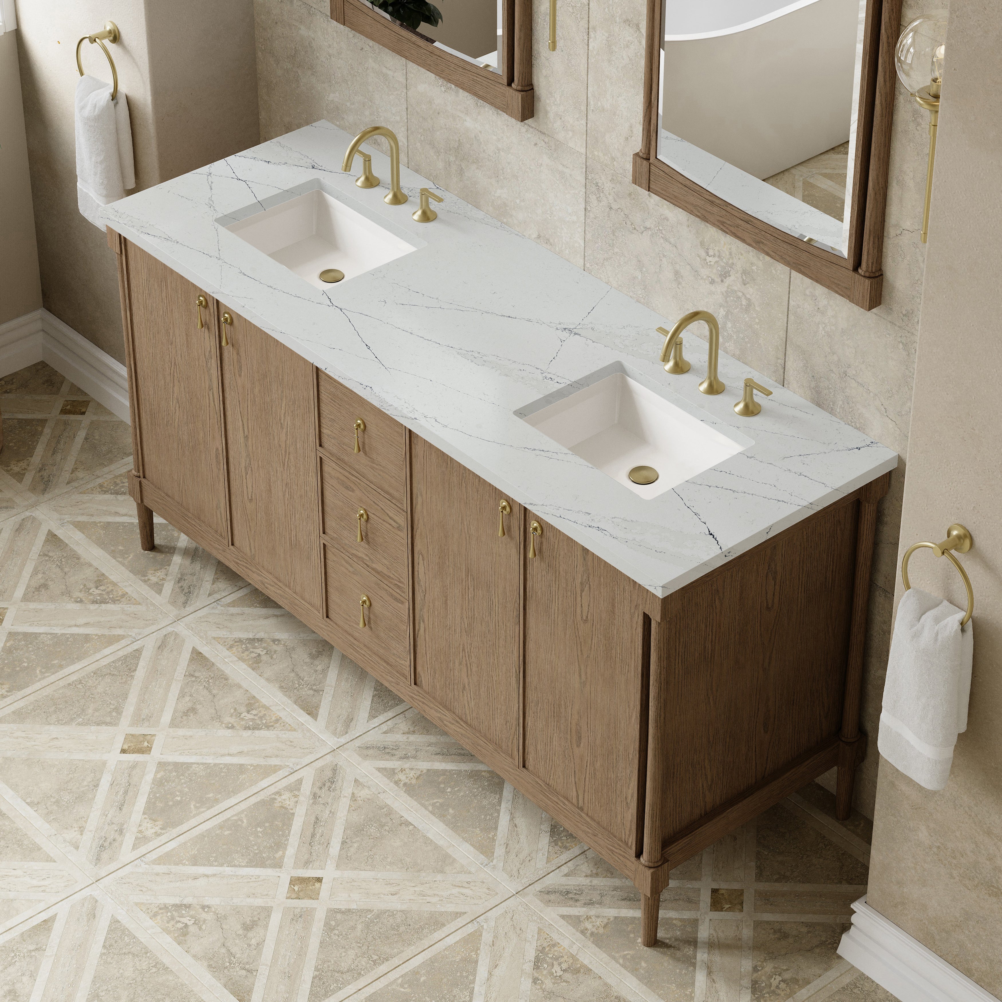 Kinnsden 72" Double Vanity - 3cm Stone Top