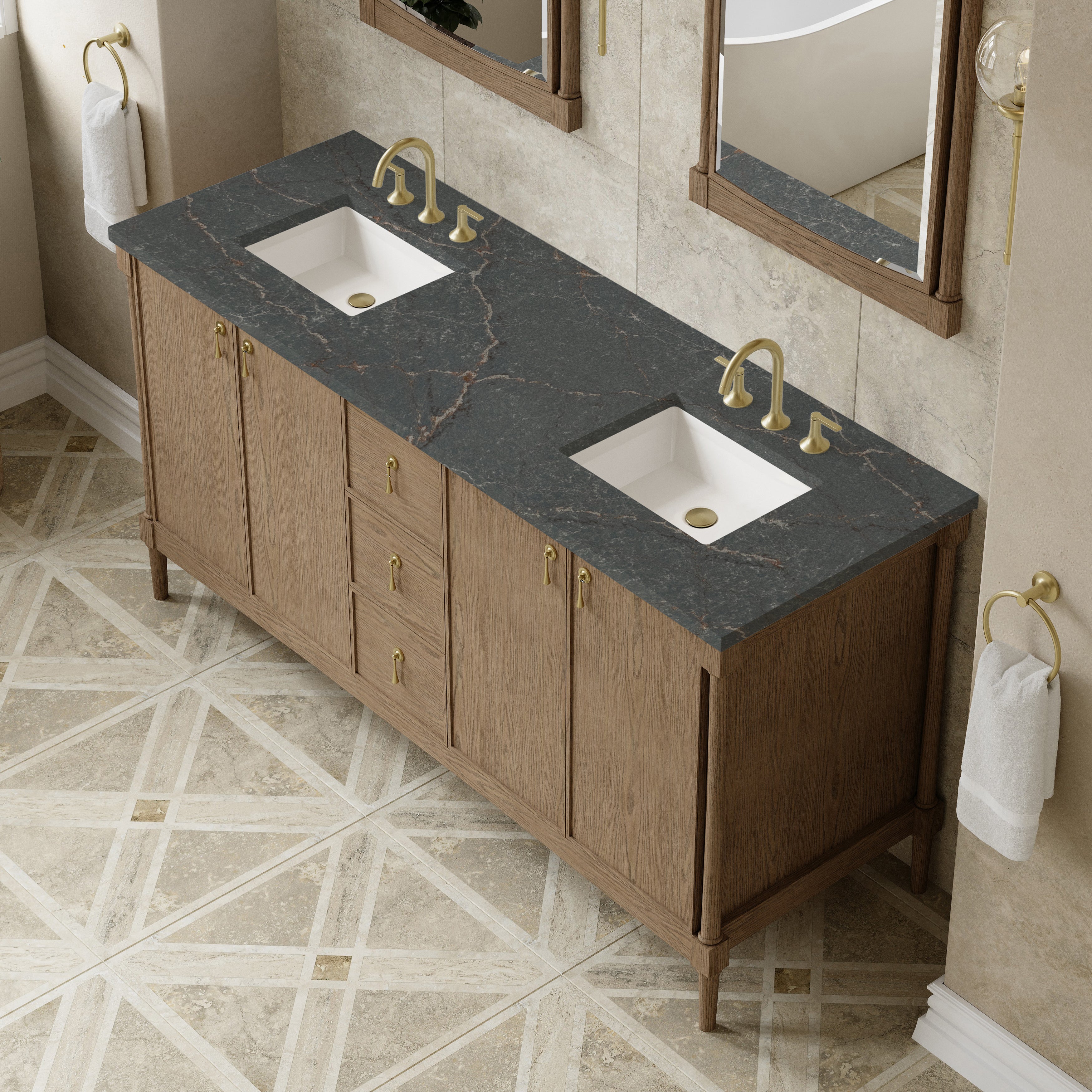 Kinnsden 72" Double Vanity - 3cm Stone Top