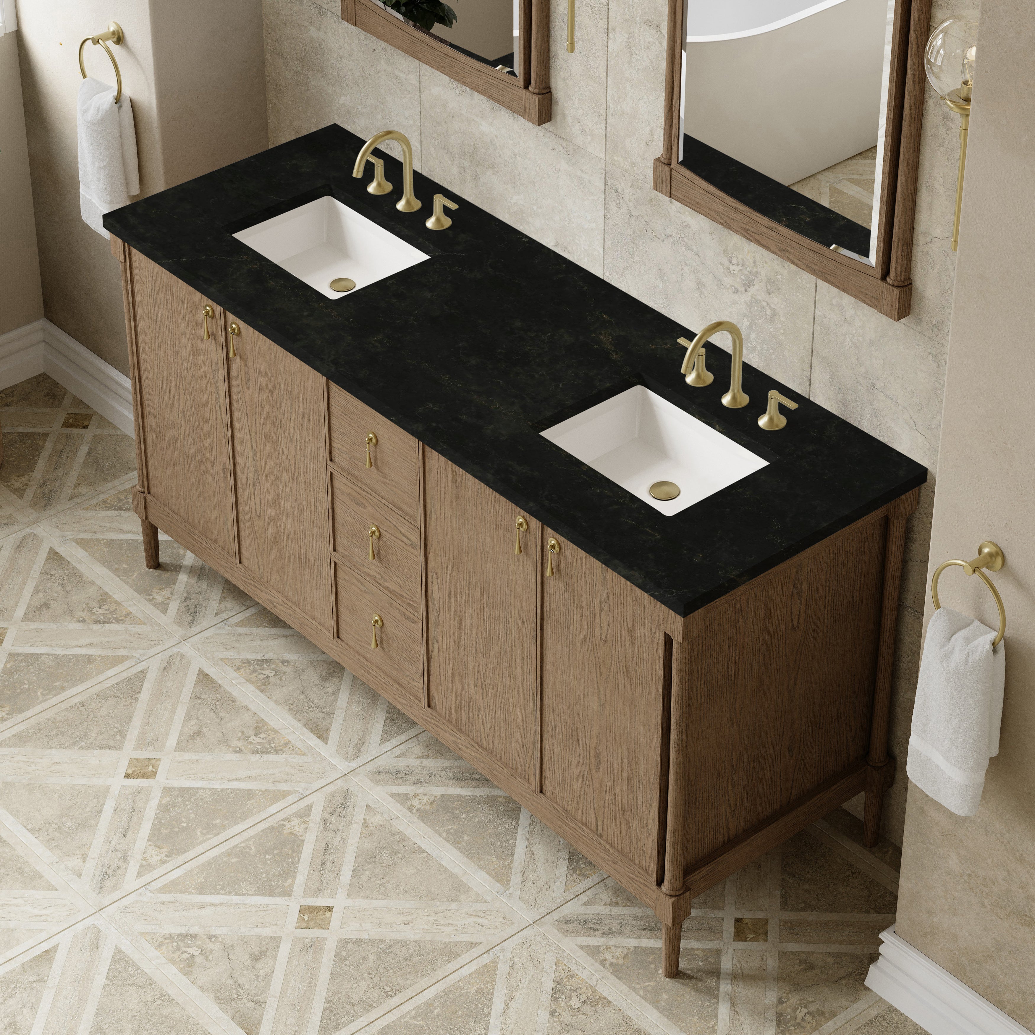 Kinnsden 72" Double Vanity - 3cm Stone Top