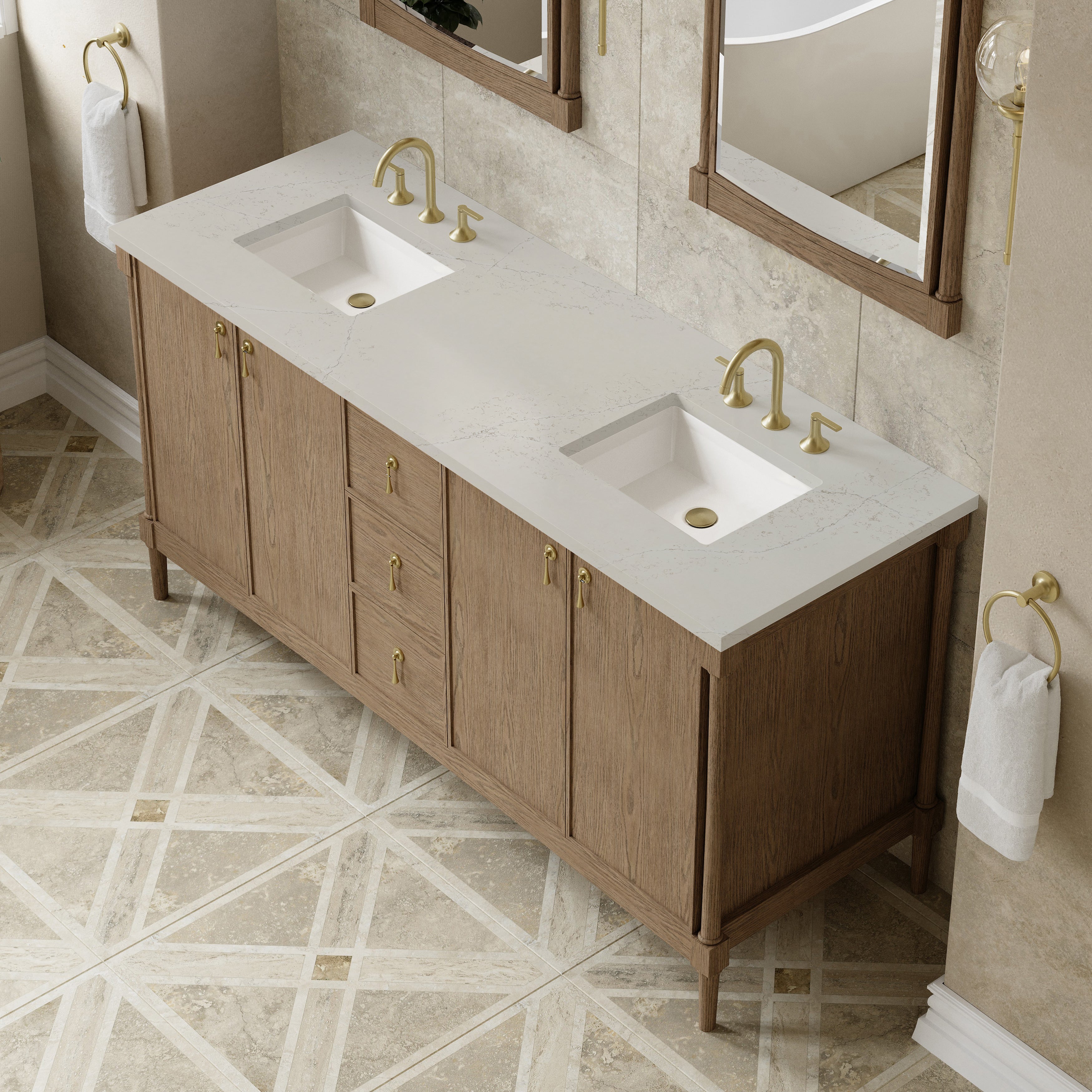 Kinnsden 72" Double Vanity - 3cm Stone Top