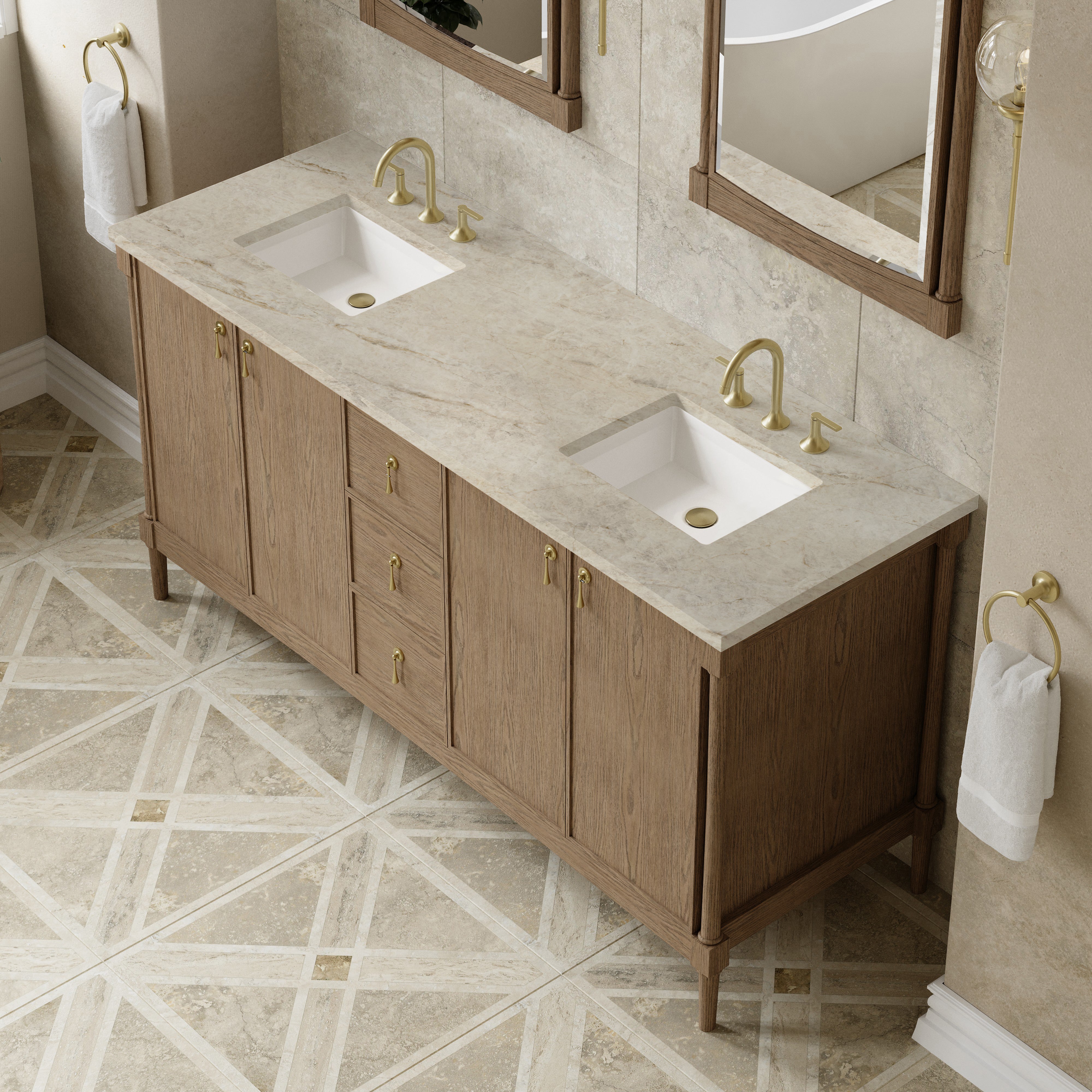 Kinnsden 72" Double Vanity - 3cm Stone Top