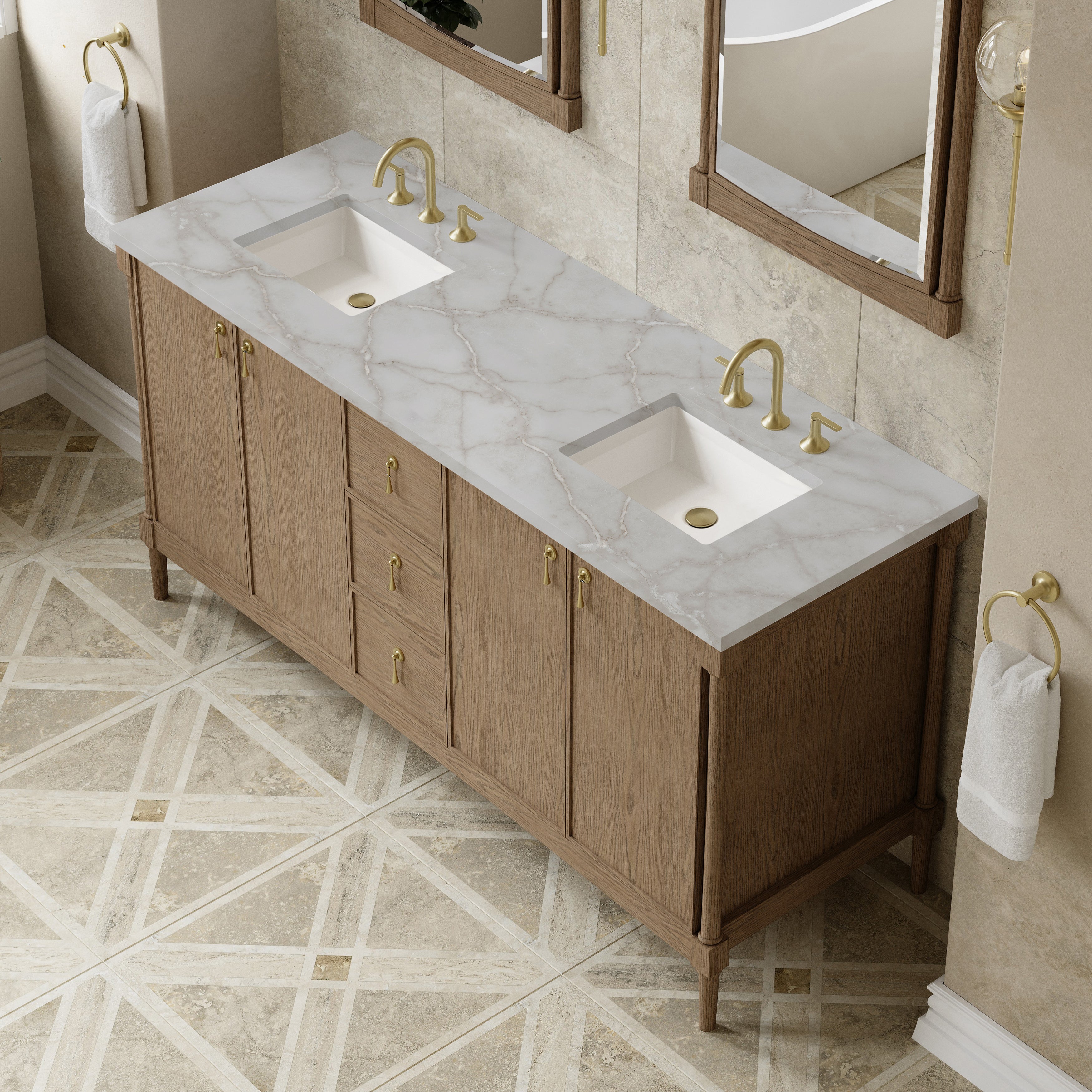 Kinnsden 72" Double Vanity - 3cm Stone Top