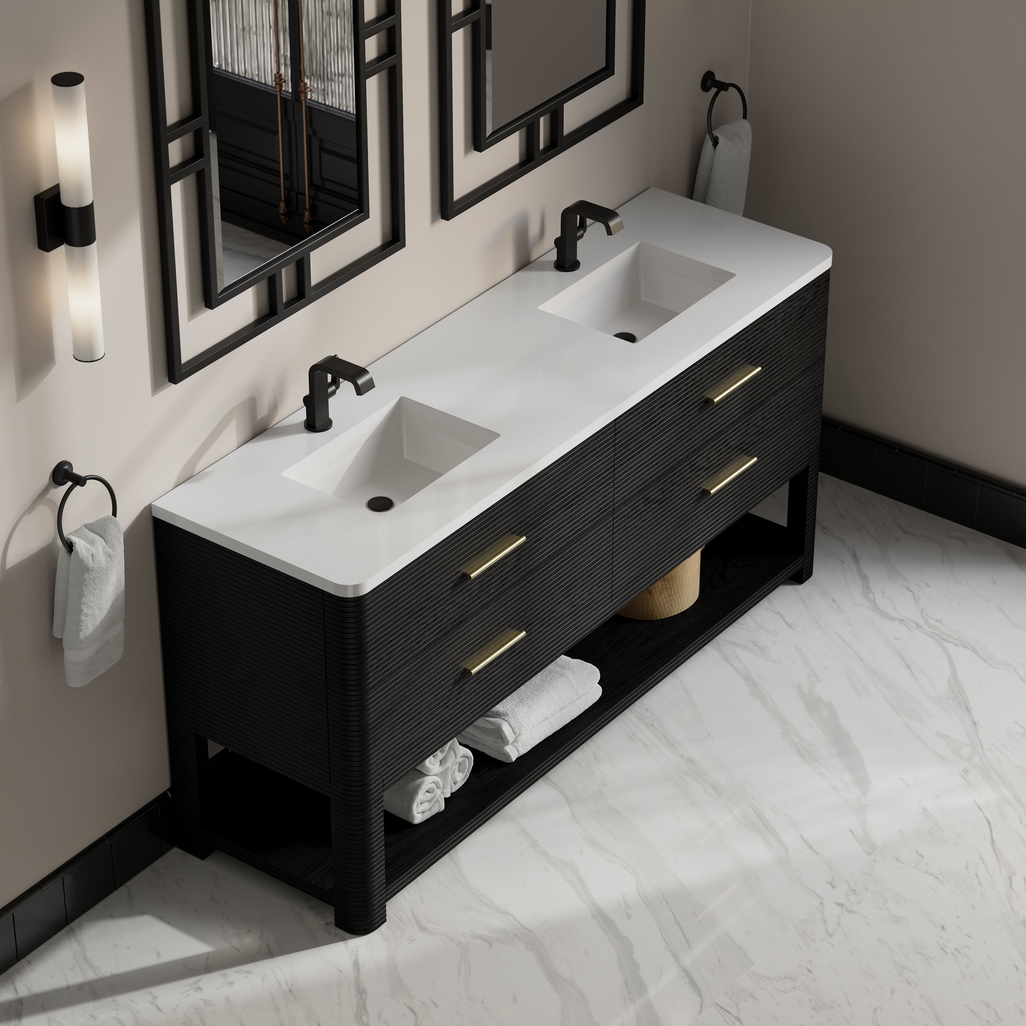 Lucian 72" Double Vanity - 3cm Stone Top