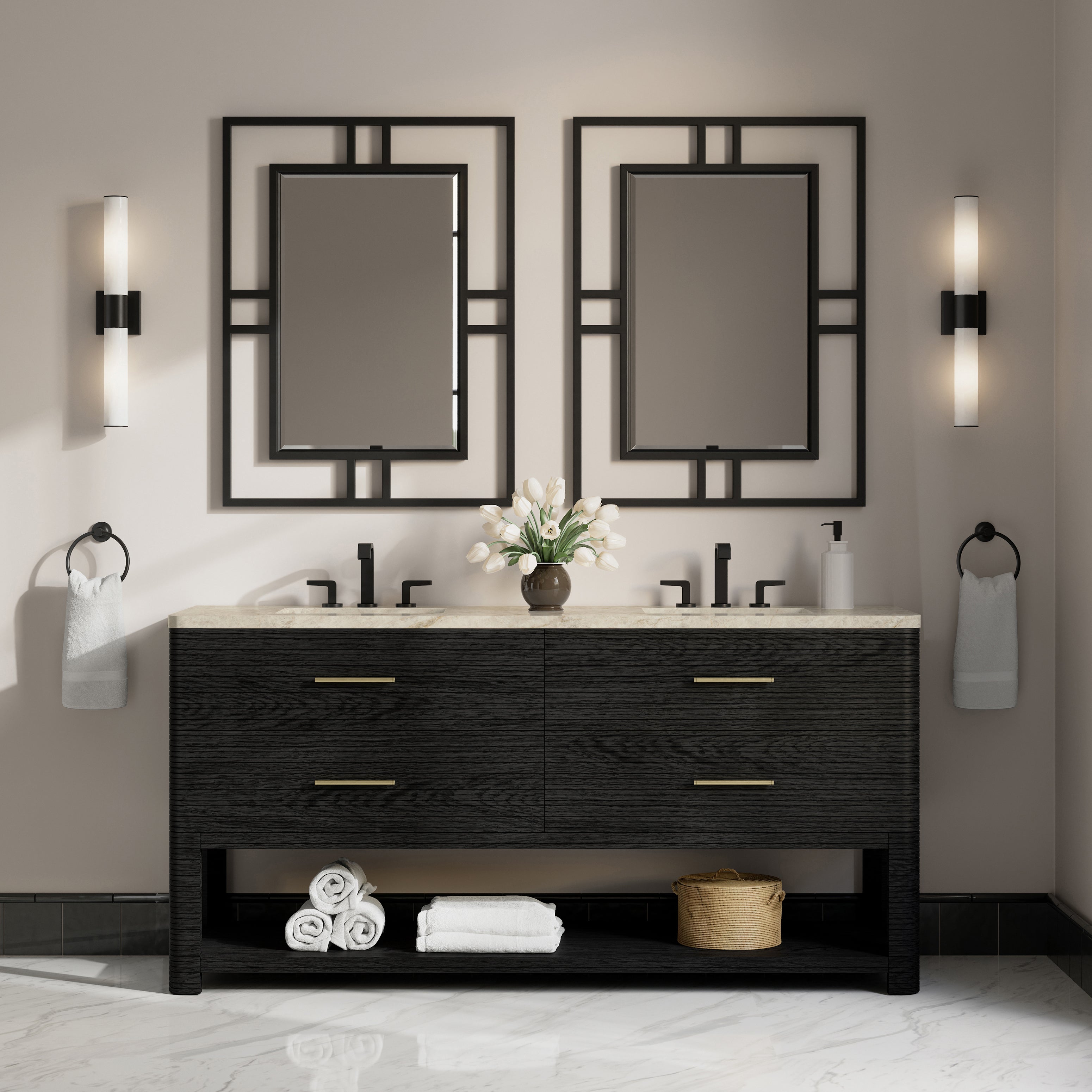 Lucian 72" Double Vanity - 3cm Stone Top