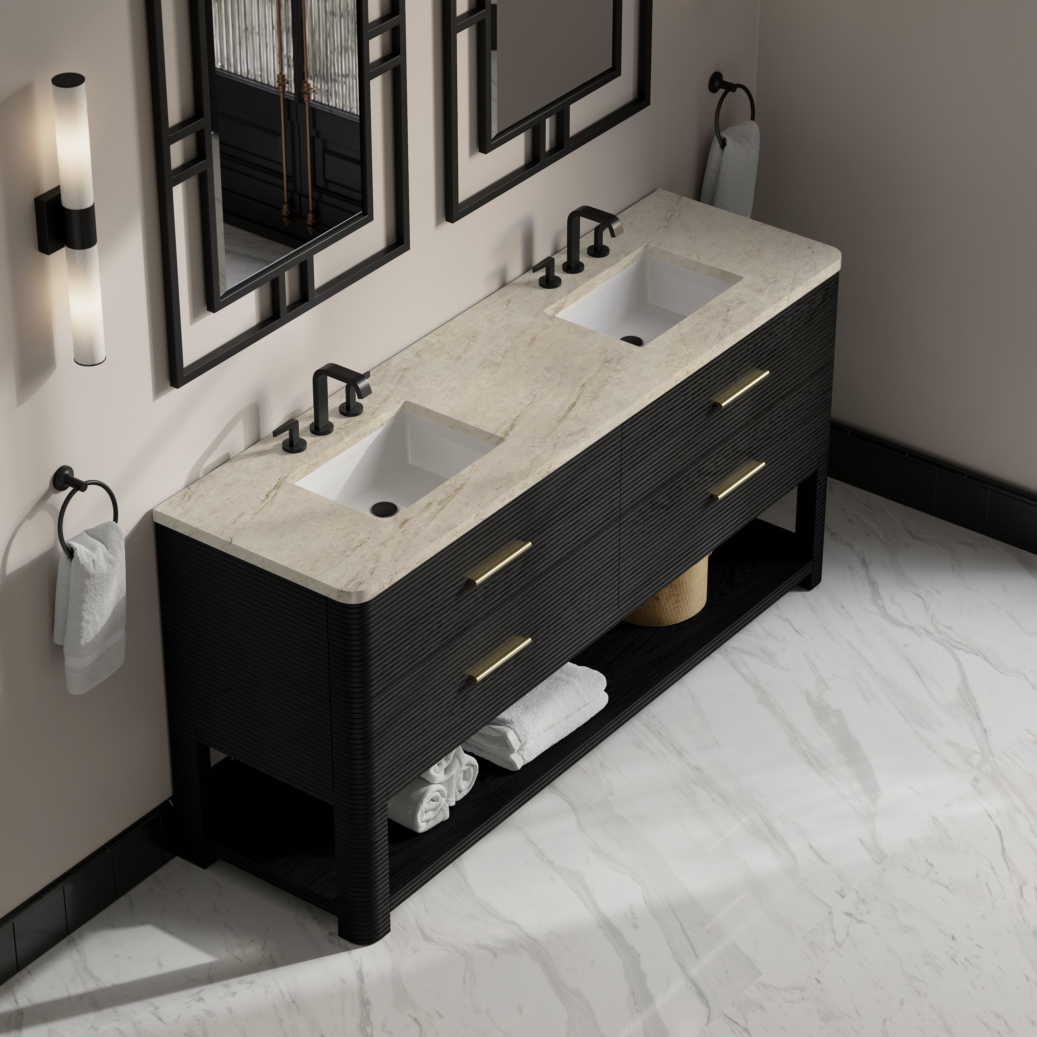 Lucian 72" Double Vanity - 3cm Stone Top