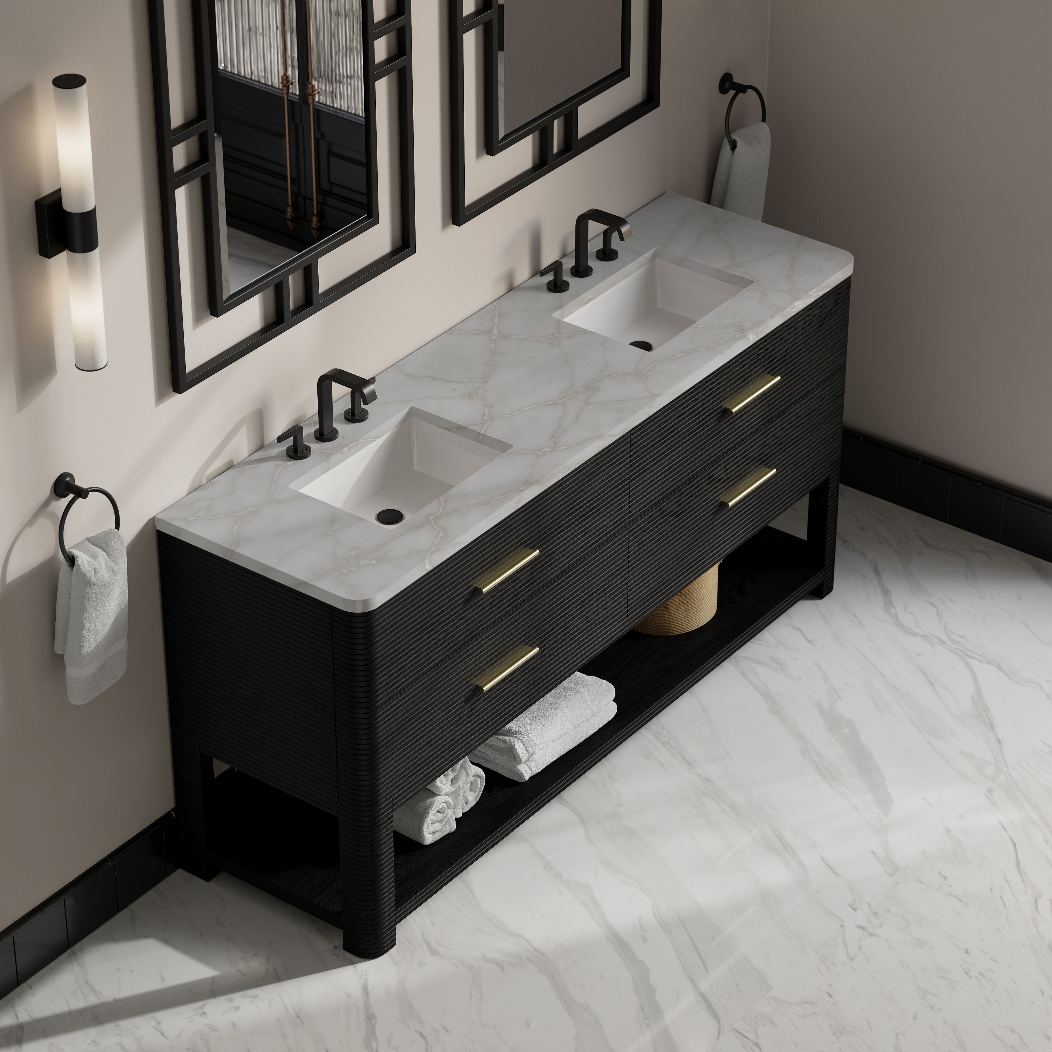 Lucian 72" Double Vanity - 3cm Stone Top