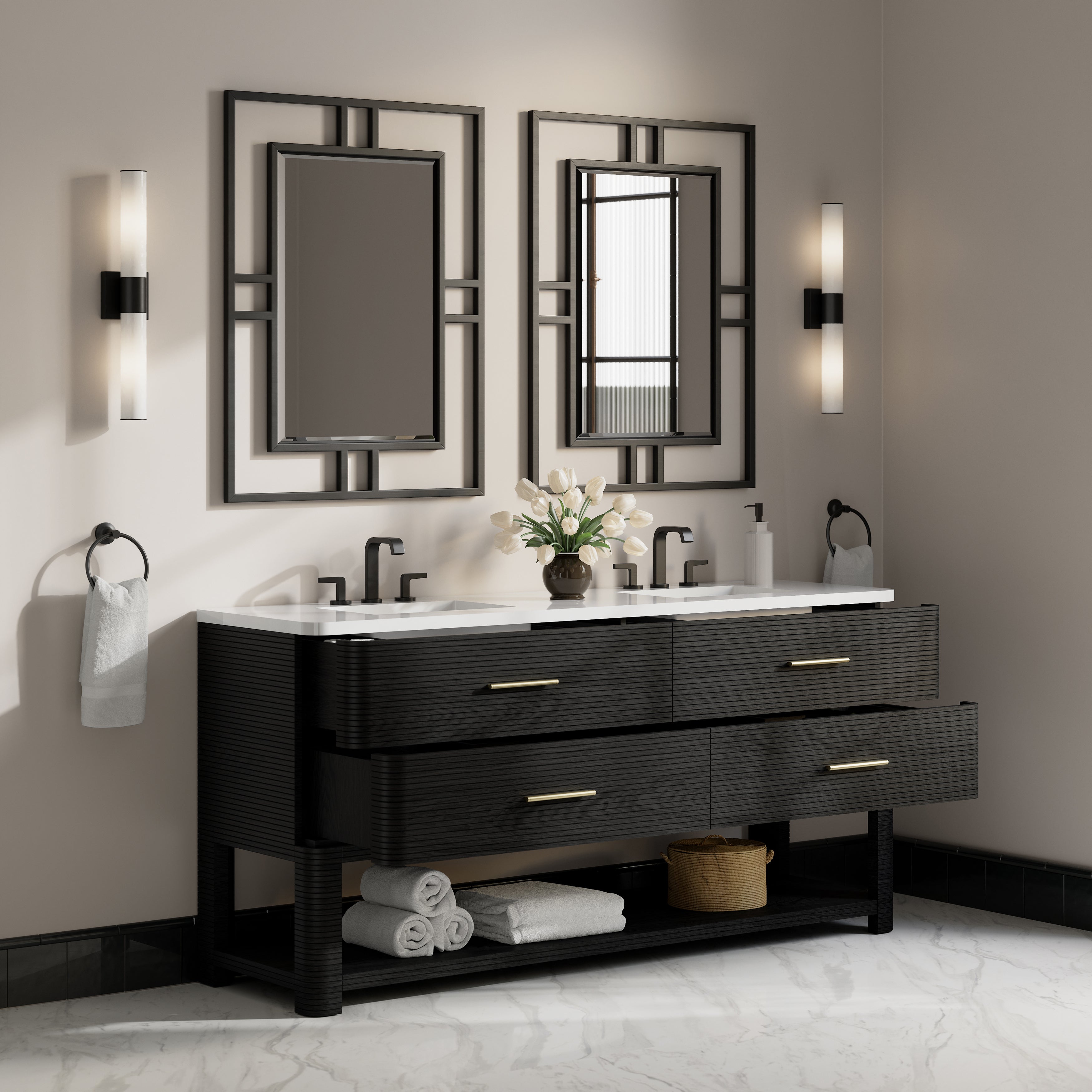 Lucian 72" Double Vanity - 3cm Stone Top