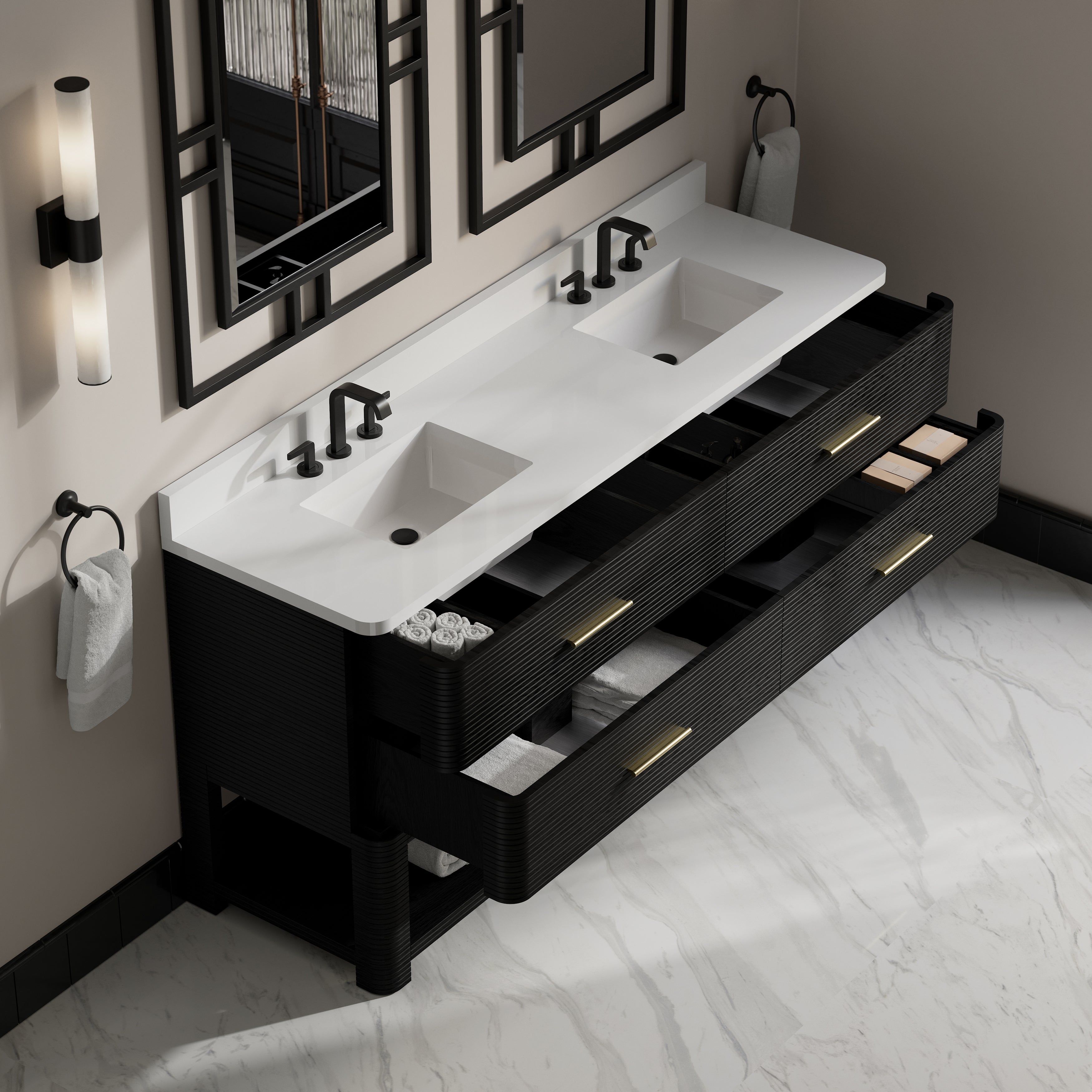 Lucian 72" Double Vanity - 3cm Stone Top