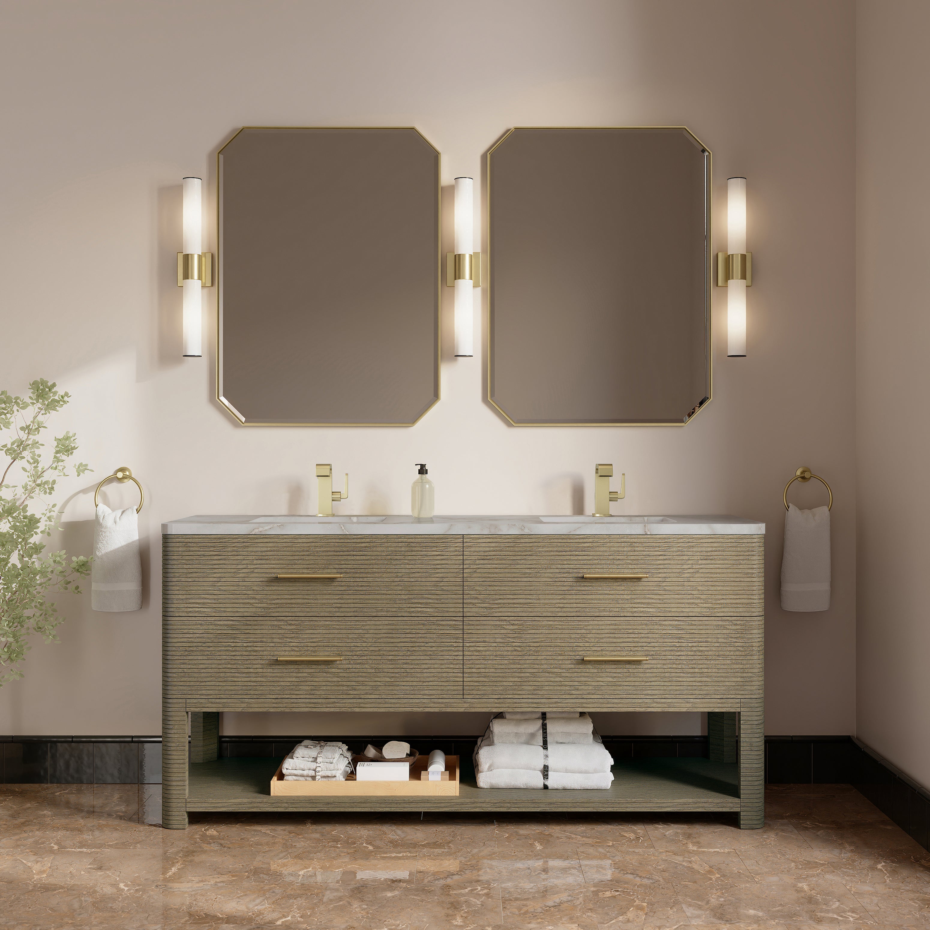 Lucian 72" Double Vanity - 3cm Stone Top