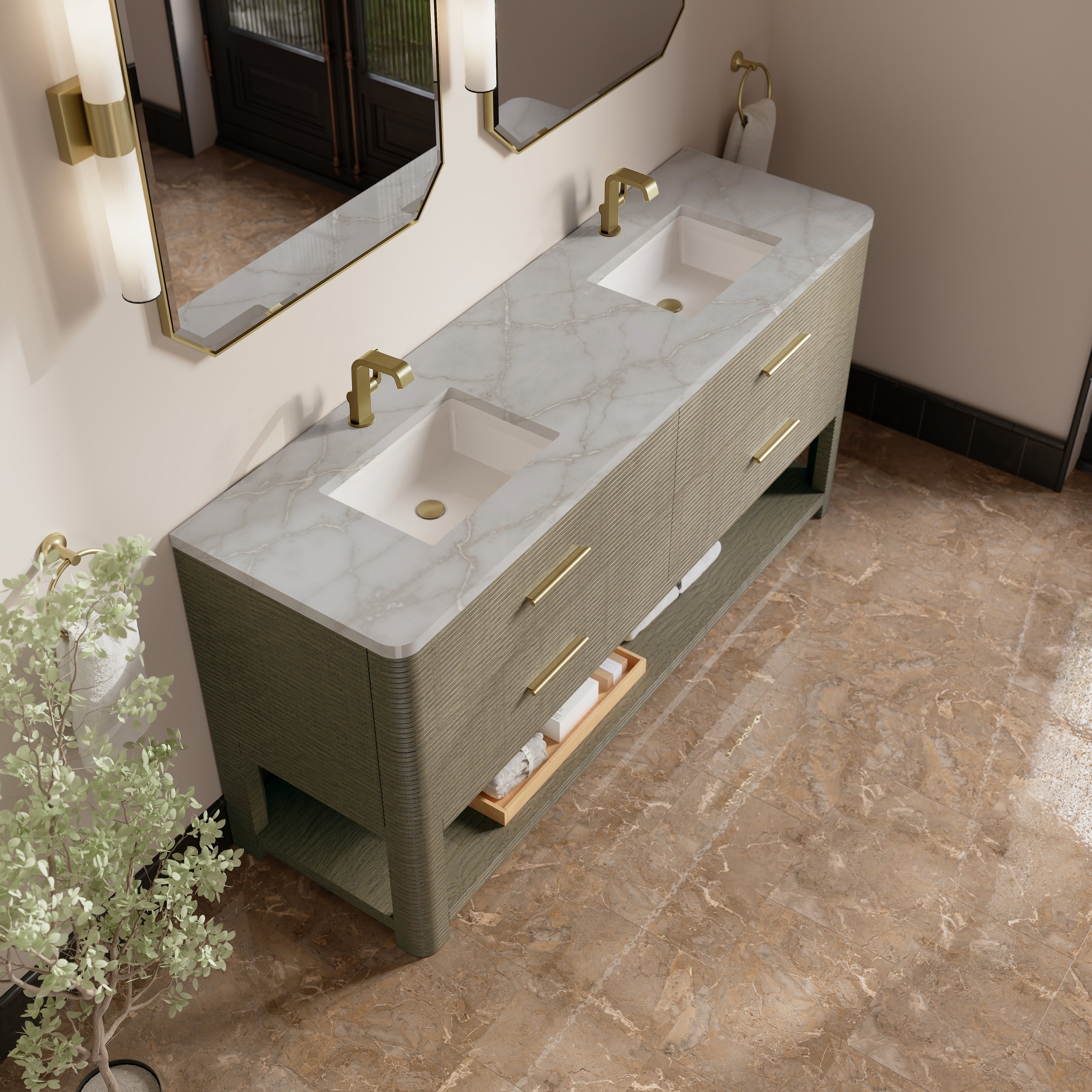 Lucian 72" Double Vanity - 3cm Stone Top