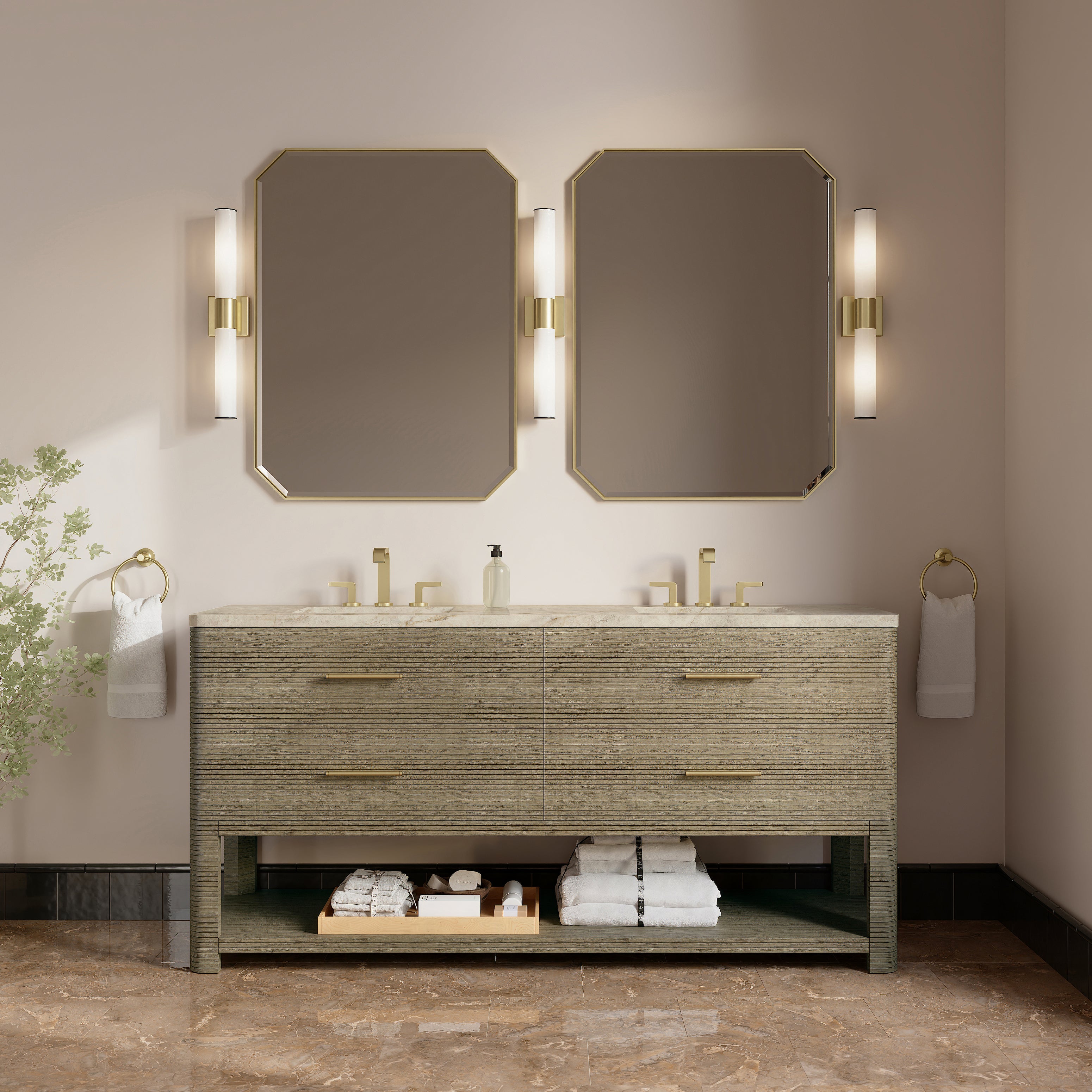 Lucian 72" Double Vanity - 3cm Stone Top