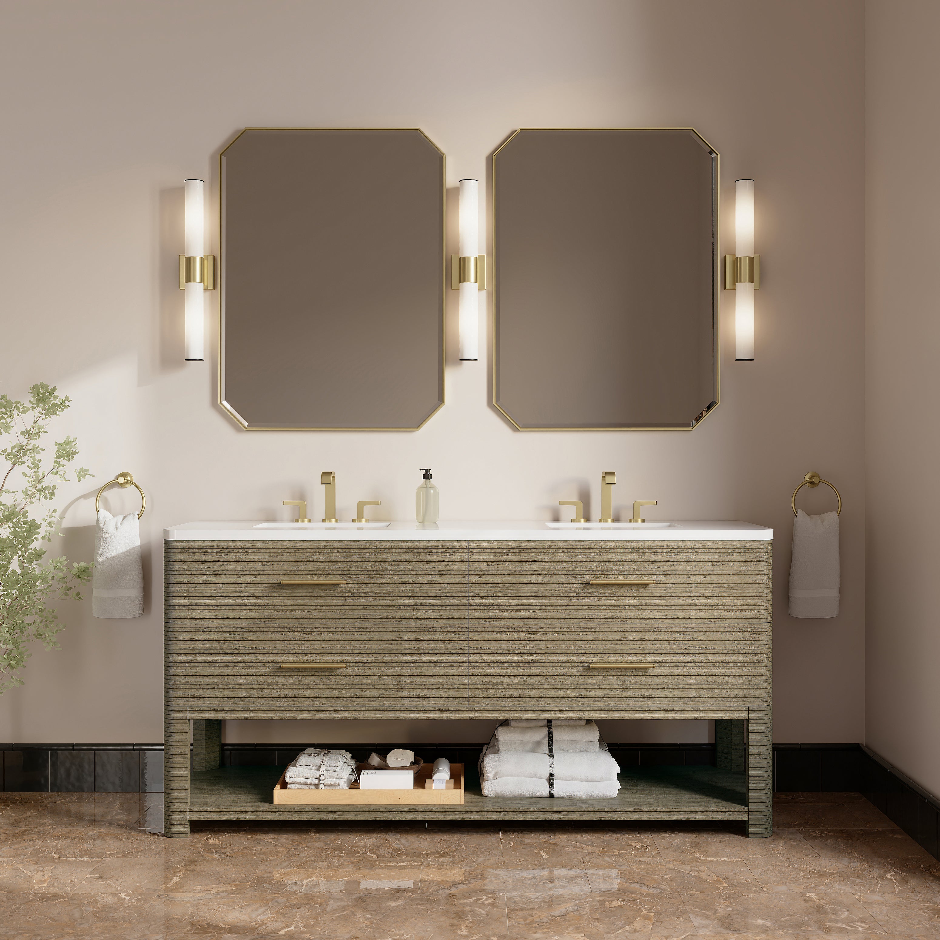 Lucian 72" Double Vanity - 3cm Stone Top