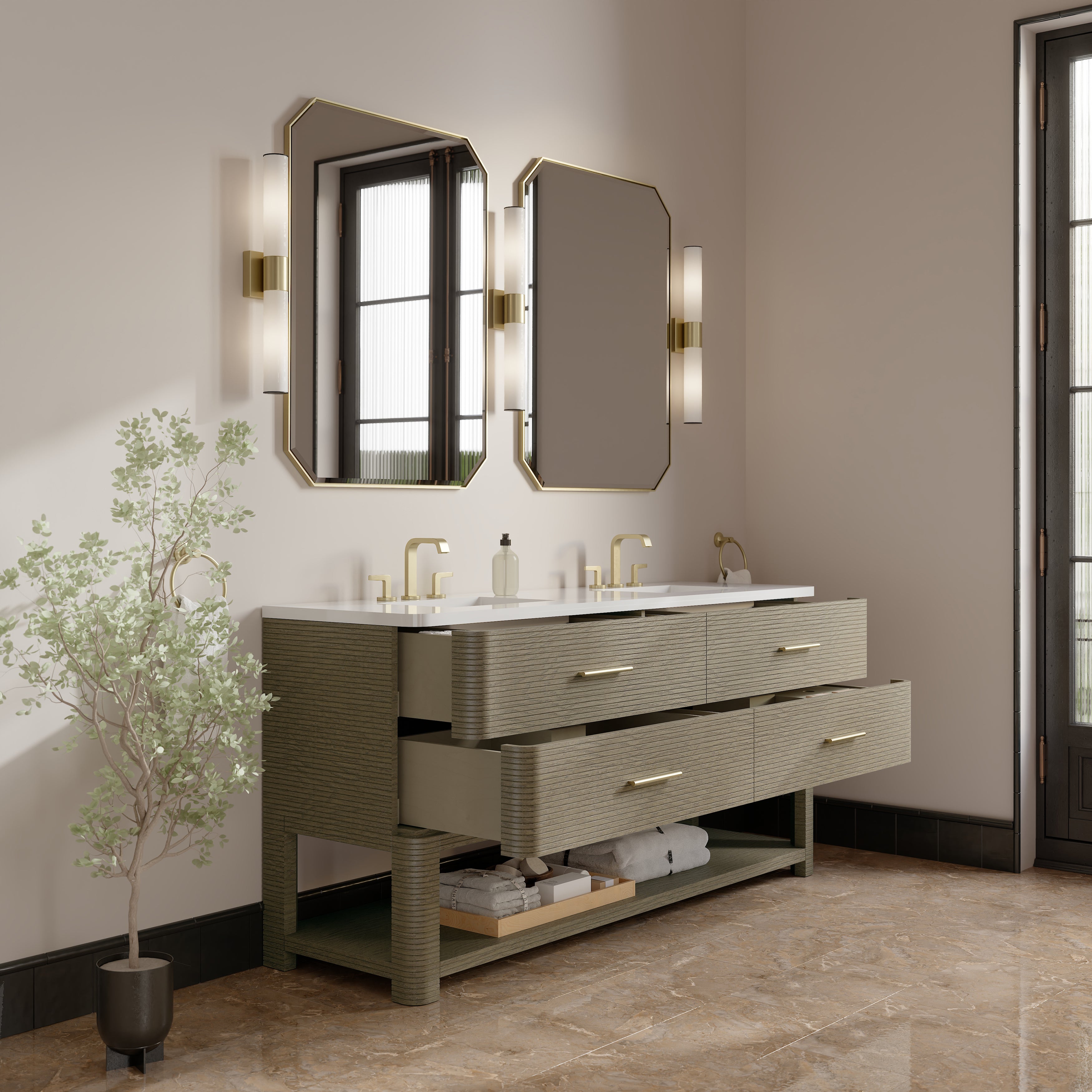 Lucian 72" Double Vanity - 3cm Stone Top