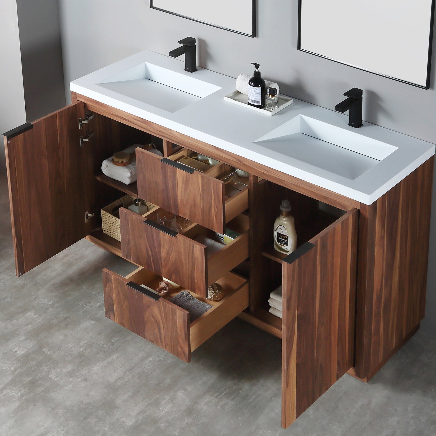 Hudson 60" Double Vanity - Integrated Infinity Top