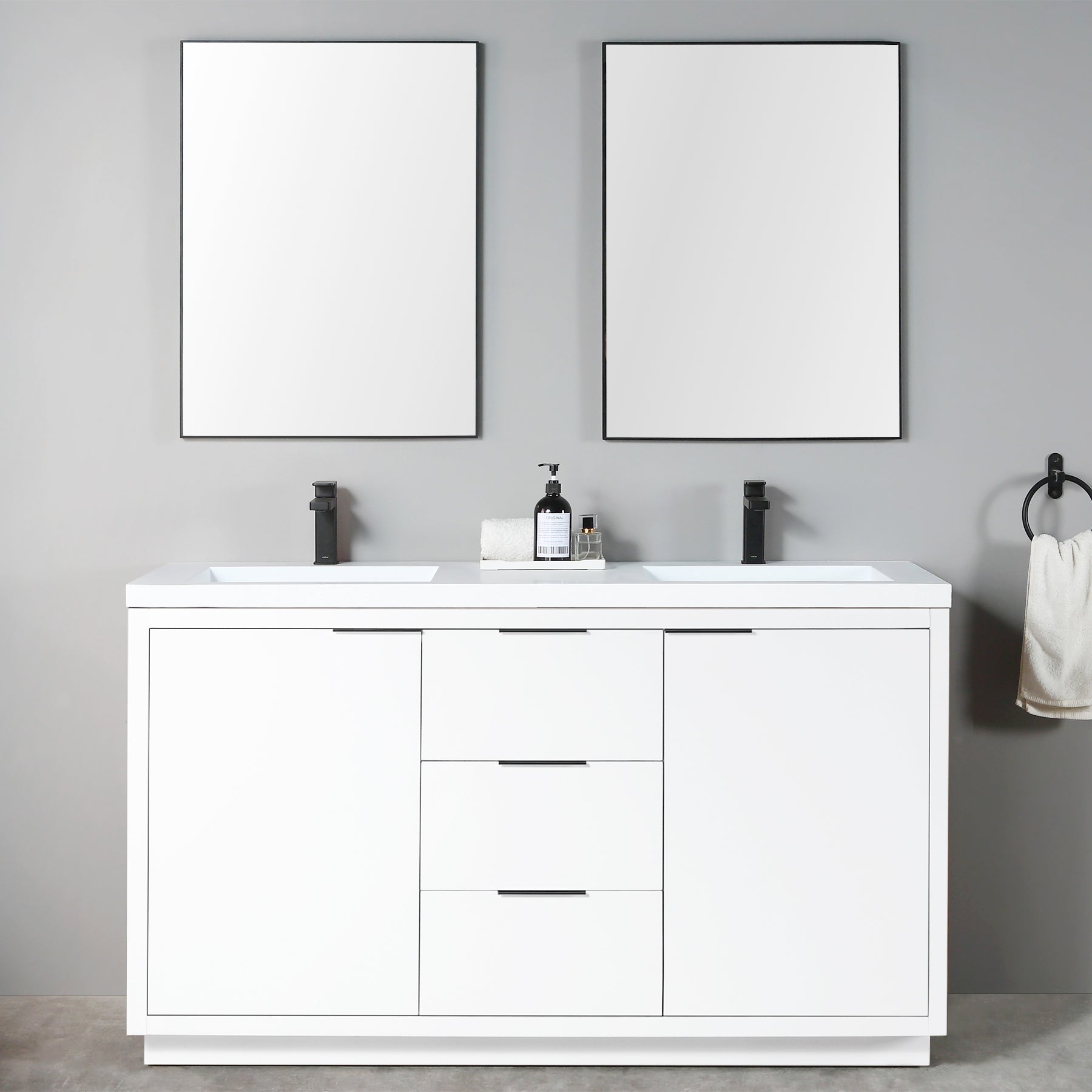 Hudson 60" Double Vanity - Integrated Infinity Top