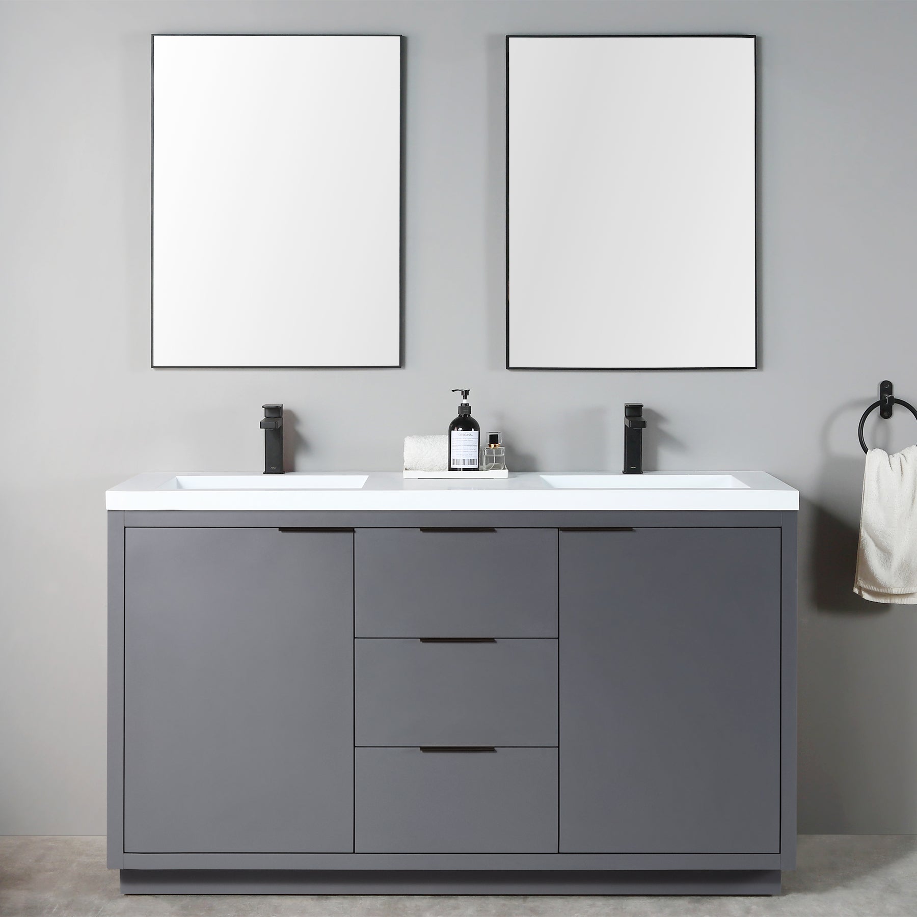 Hudson 60" Double Vanity - Integrated Infinity Top