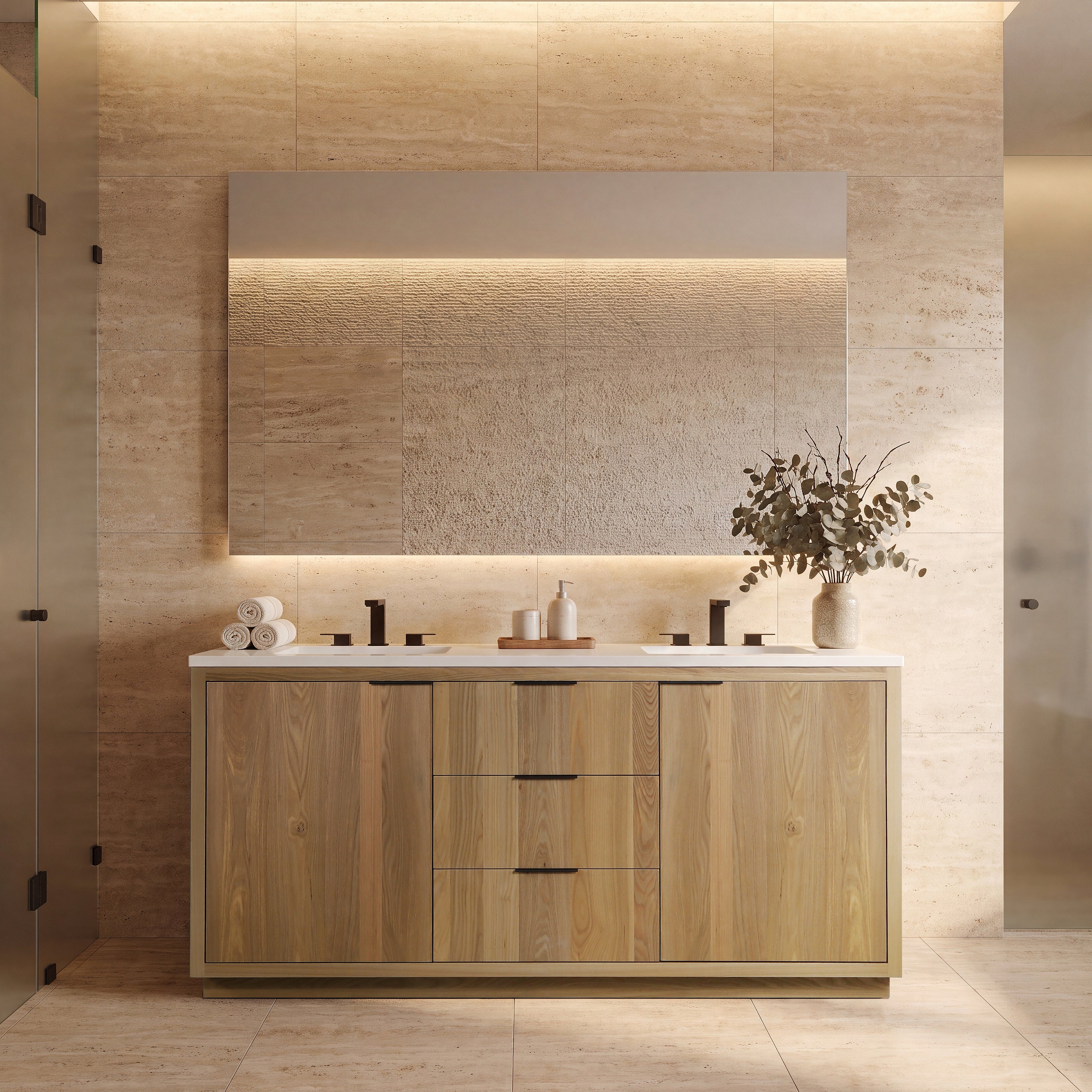 Hudson 72" Double Vanity - Integrated Rectangular Top