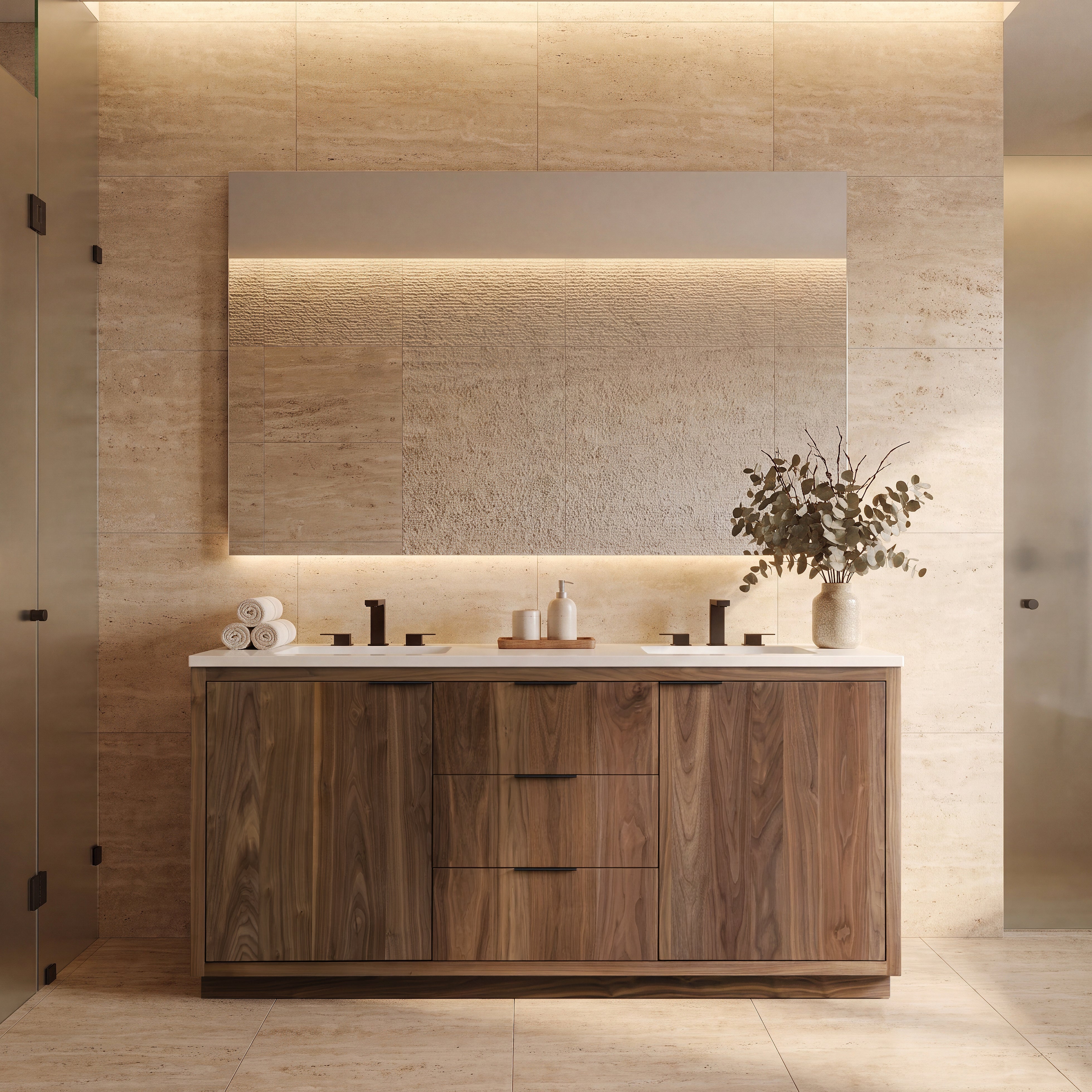 Hudson 72" Double Vanity - Integrated Rectangular Top