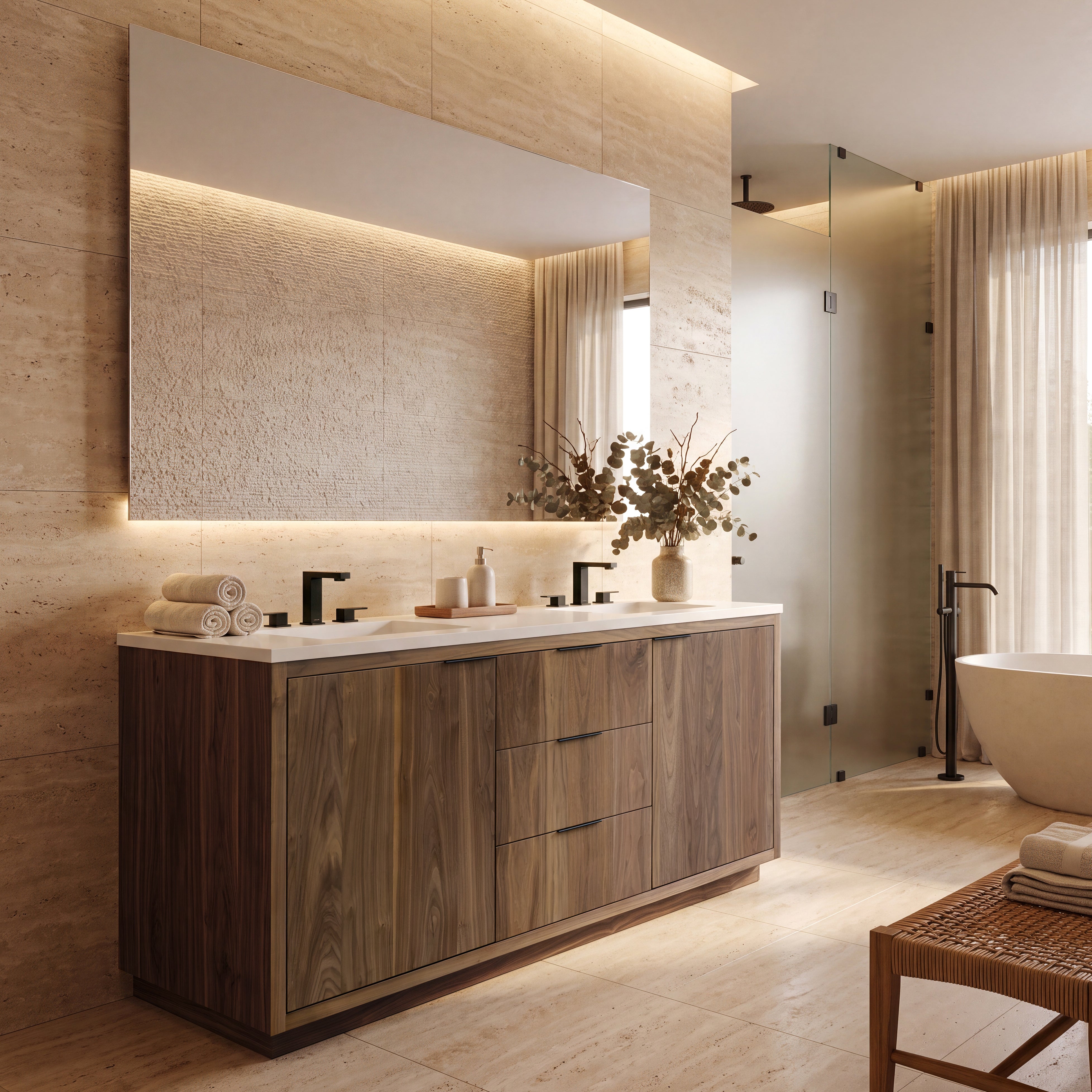 Hudson 72" Double Vanity - Integrated Rectangular Top