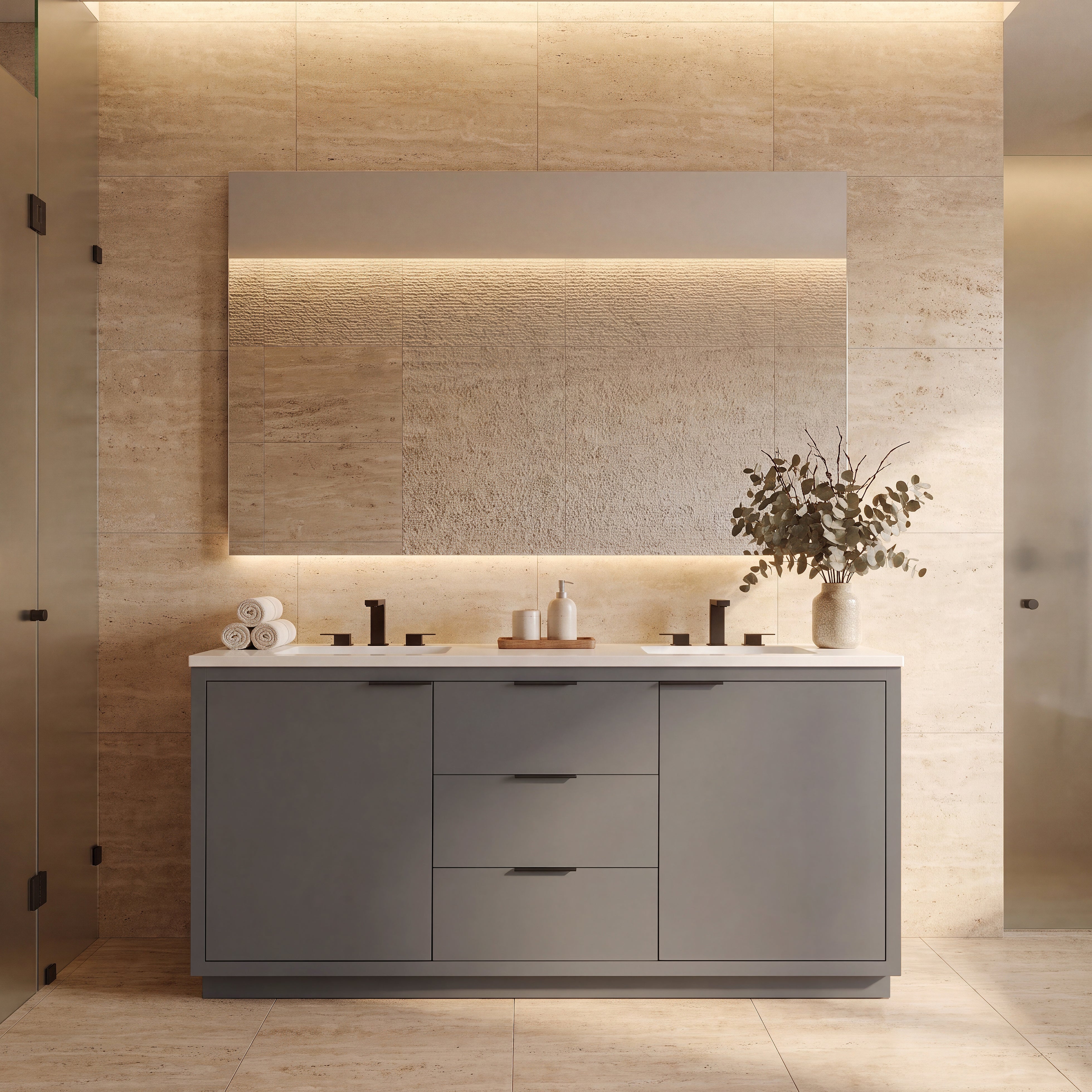 Hudson 72" Double Vanity - Integrated Rectangular Top