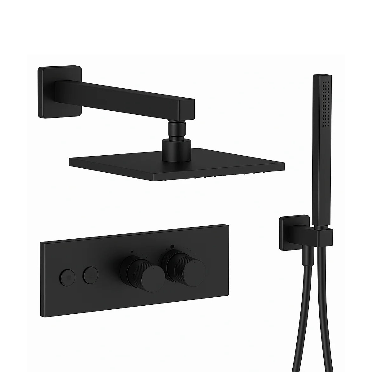 Linea Box 2-Way Horizontal Shower Kit - Square Shower Head and Hand Held