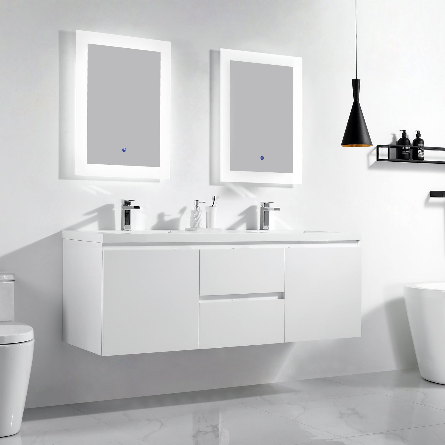Logan 60" Double Vanity - Integrated Infinity Top