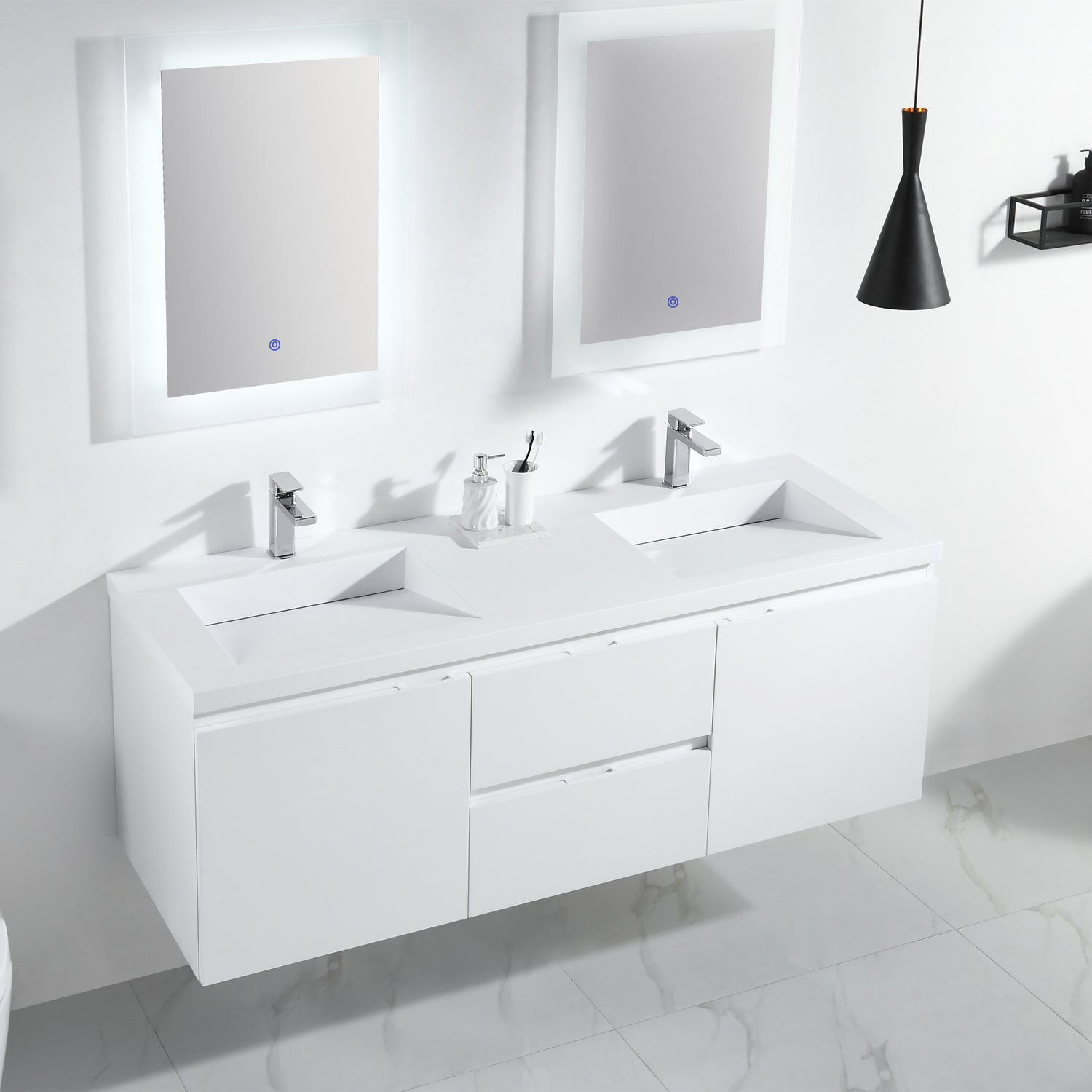 Logan 60" Double Vanity - Integrated Infinity Top