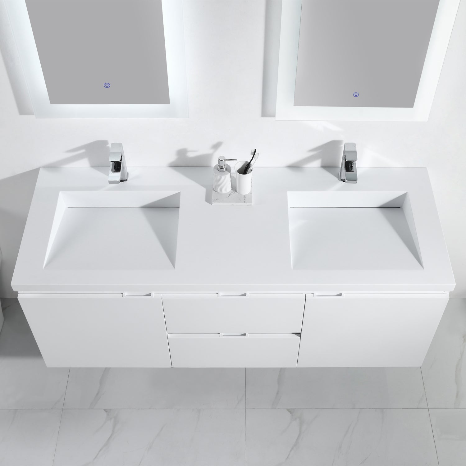 Logan 60" Double Vanity - Integrated Infinity Top