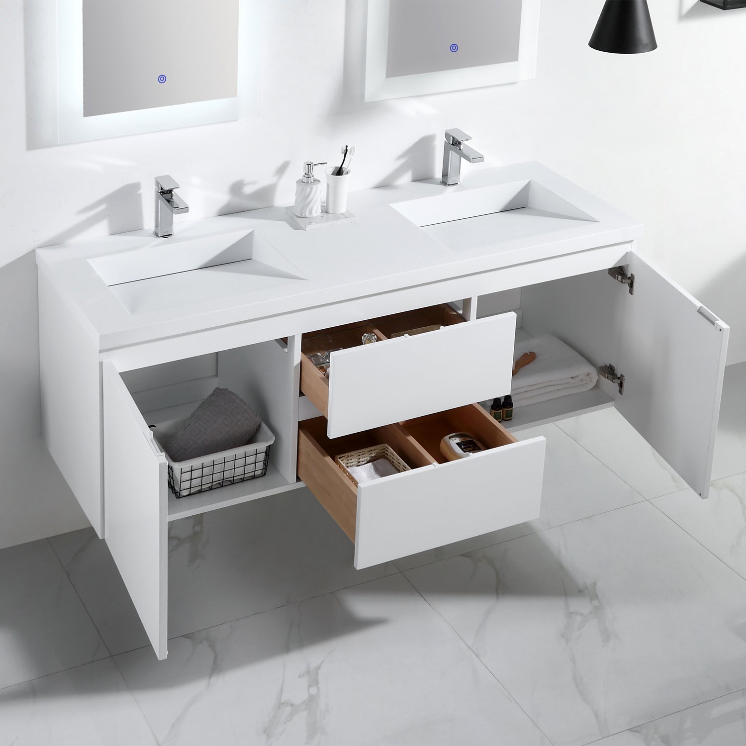 Logan 60" Double Vanity - Integrated Infinity Top