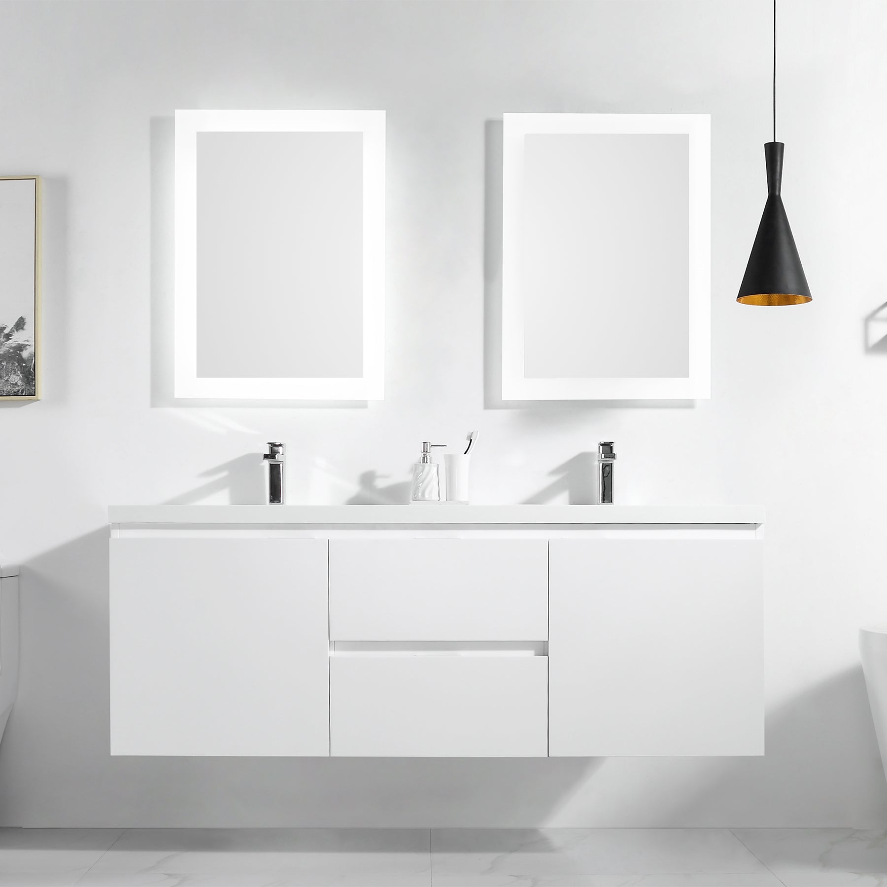 Logan 60" Double Vanity - Integrated Infinity Top