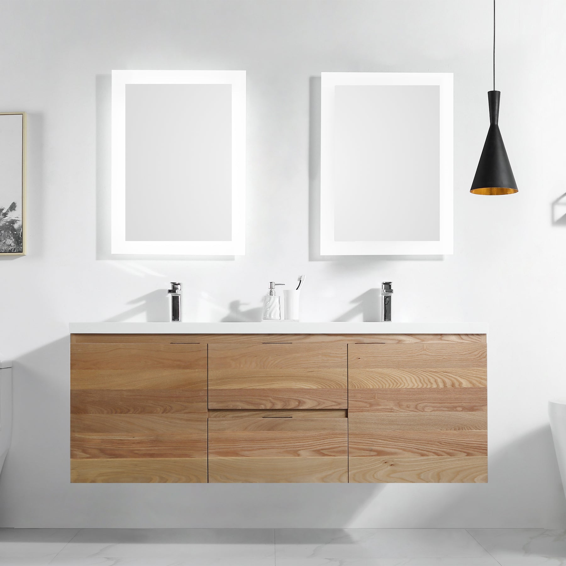 Logan 60" Double Vanity - Integrated Infinity Top