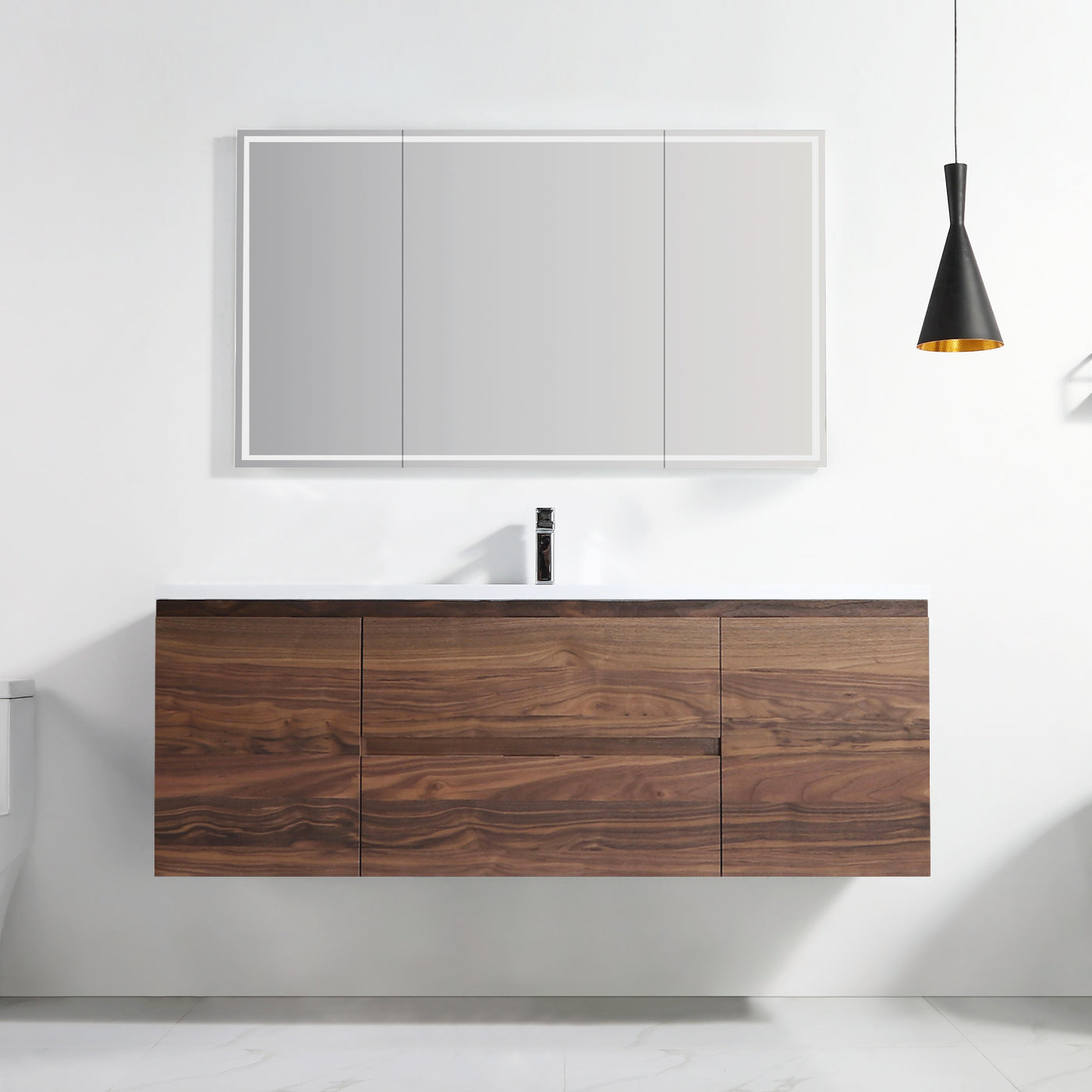 Vanity Logan 60S - Integrated Solid Surface - Rectangular