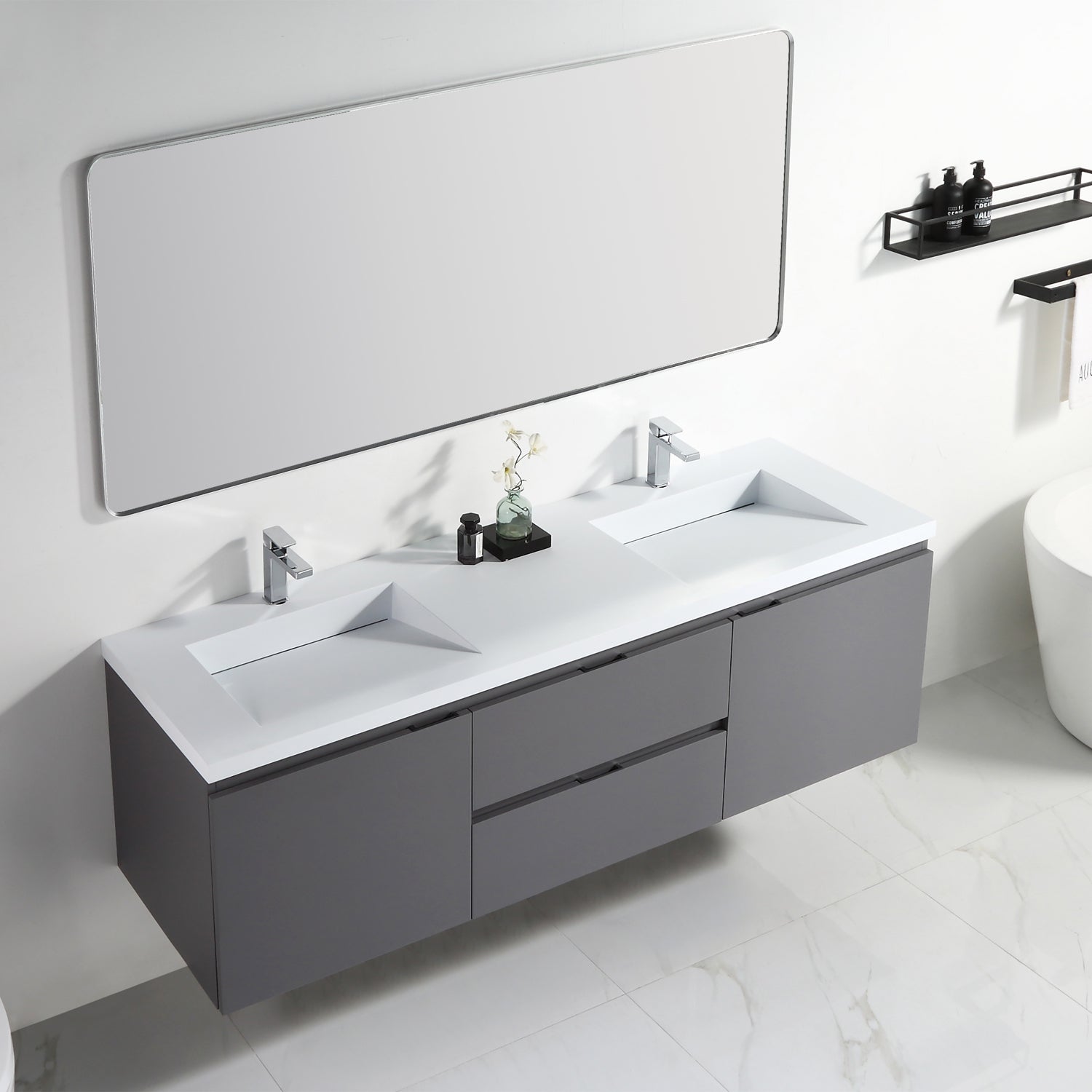 Logan 72" Double Vanity - Integrated Infinity Top